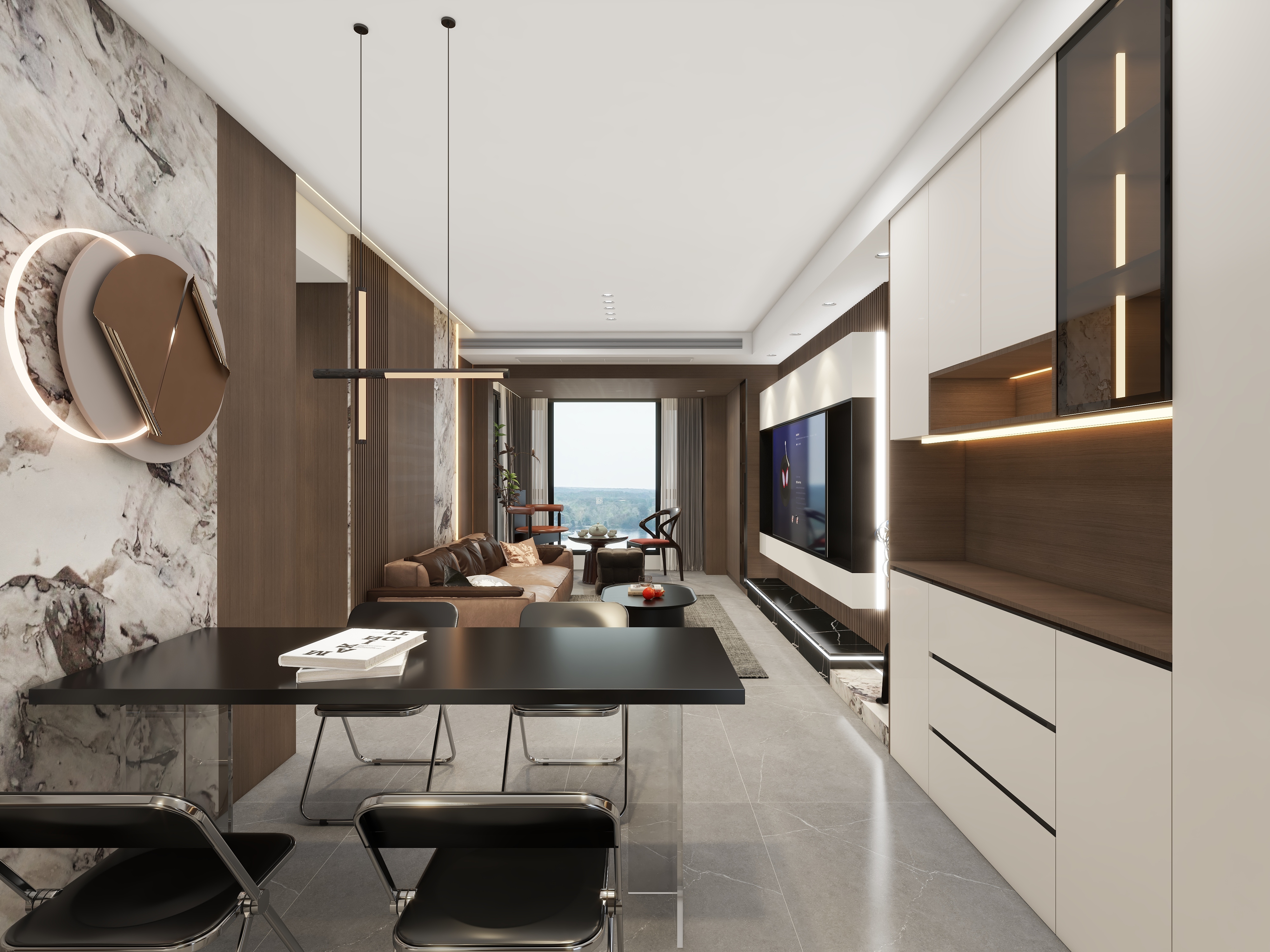 袁亚龙-意式轻奢(套三改套二)装修效果图