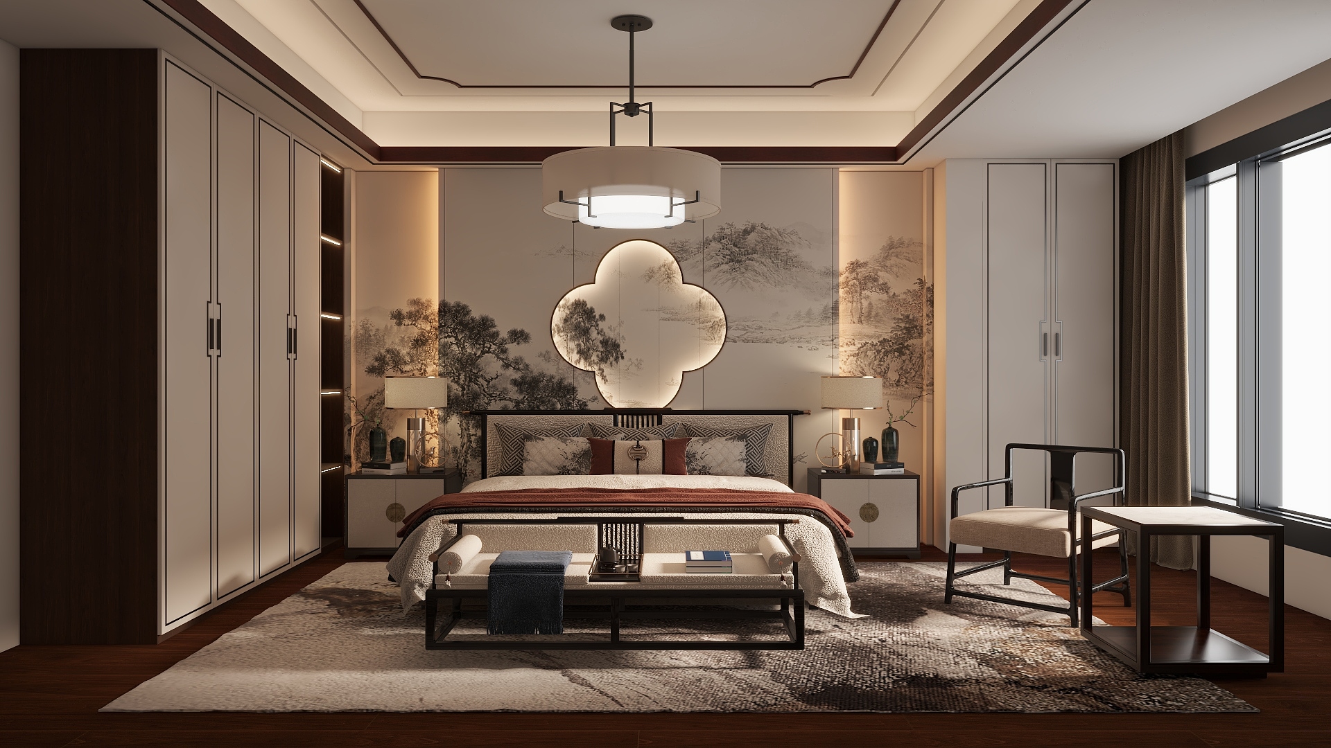 臣工装饰王亚东-新中式卧室-副本-装修设计方案