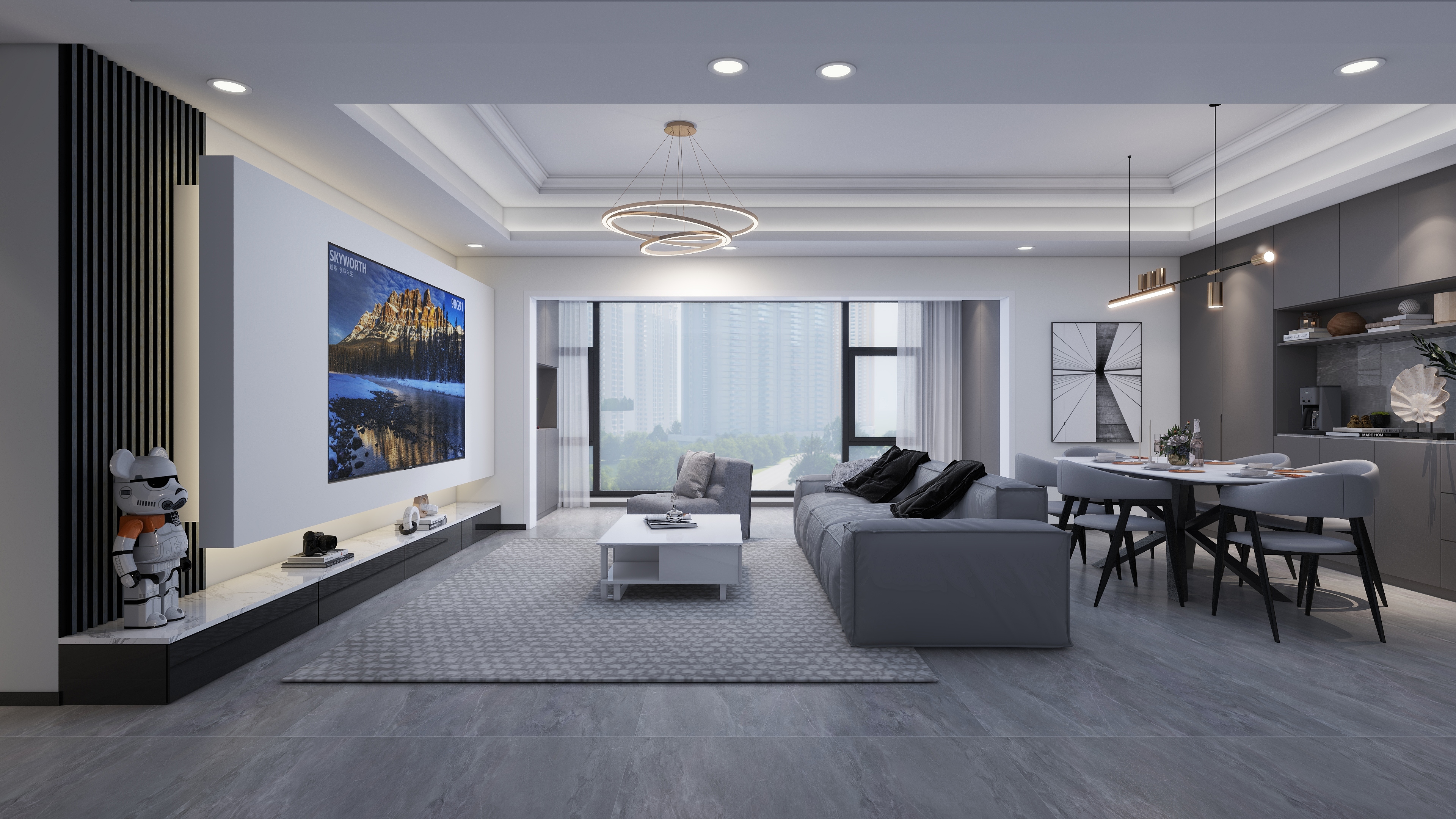 瑾晓怡-现代简约112㎡1室装修效果图