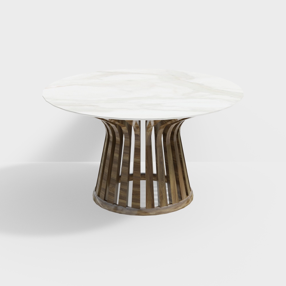 Cassina LEBEAU WOOD LP White marble Dining table3D模型