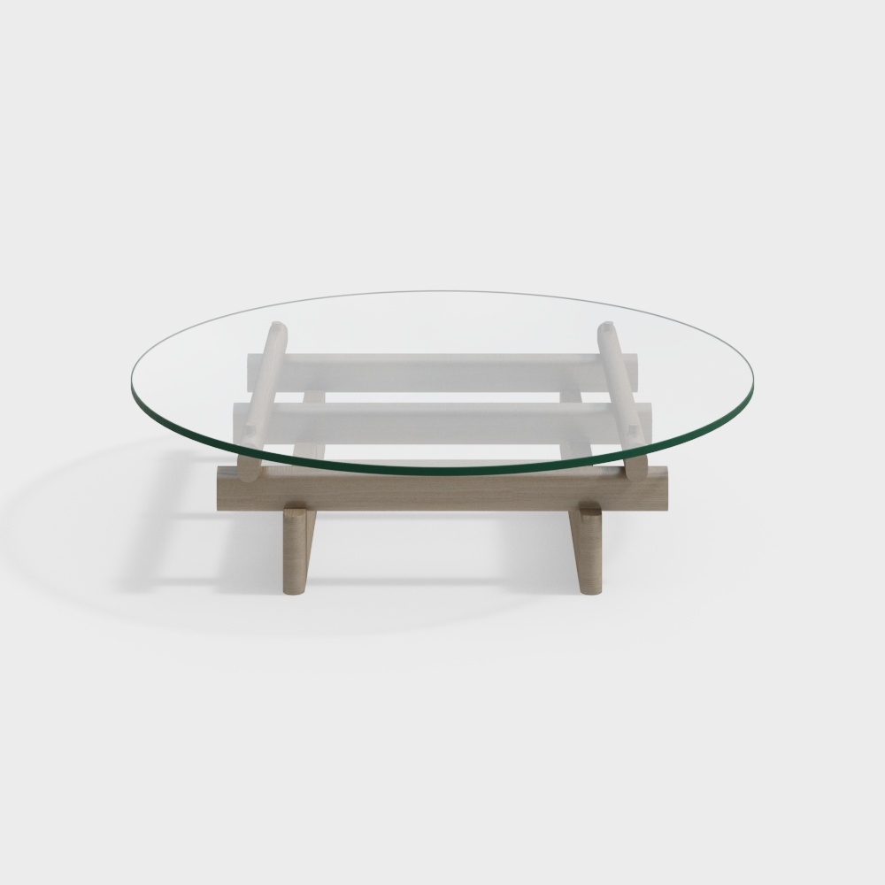 Cassina Sengu Coffee Table Round wooden end table3D模型