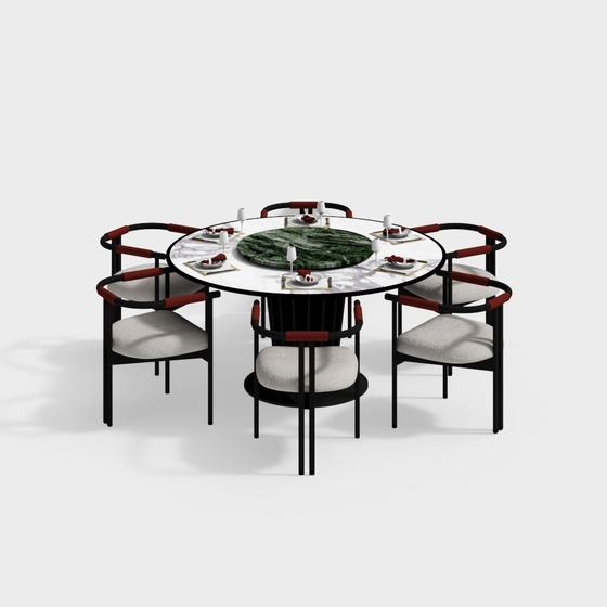 New Chinese round table and chair combination