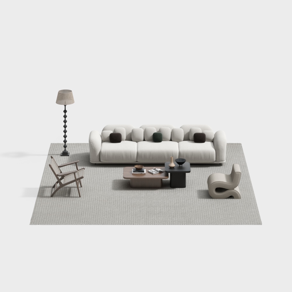 新中式客厅组合沙发3D模型