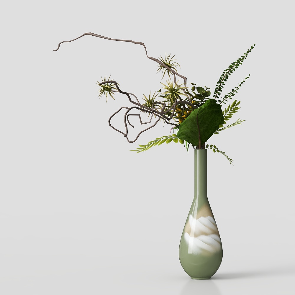 绿植花瓶摆件3D模型