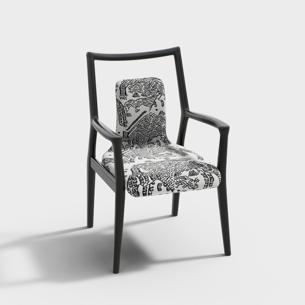复古风格0.55m餐椅萨凡纳系列BSFNY2810A3D模型