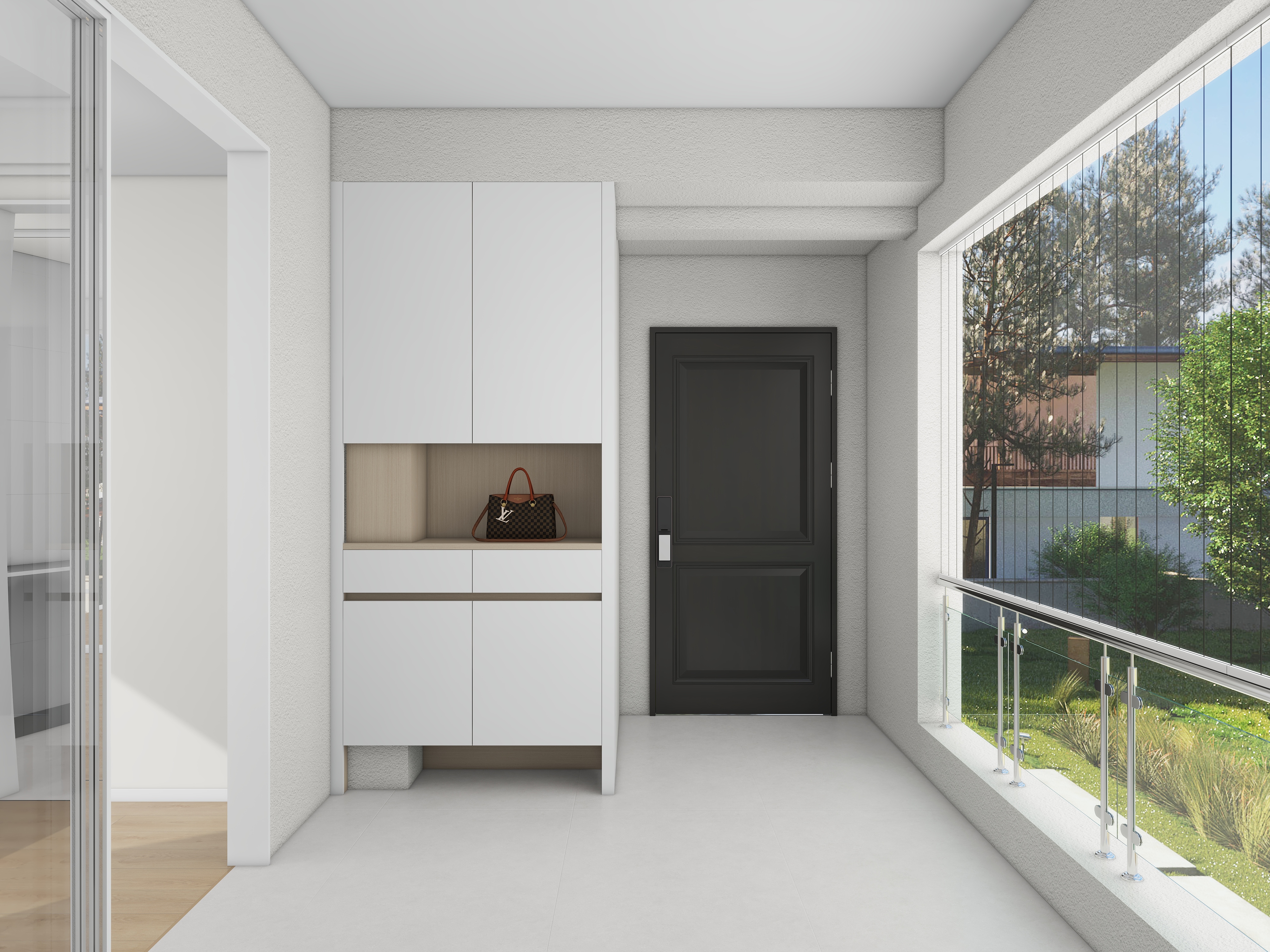 衣大路-奶油原木风-错层户型装修效果图