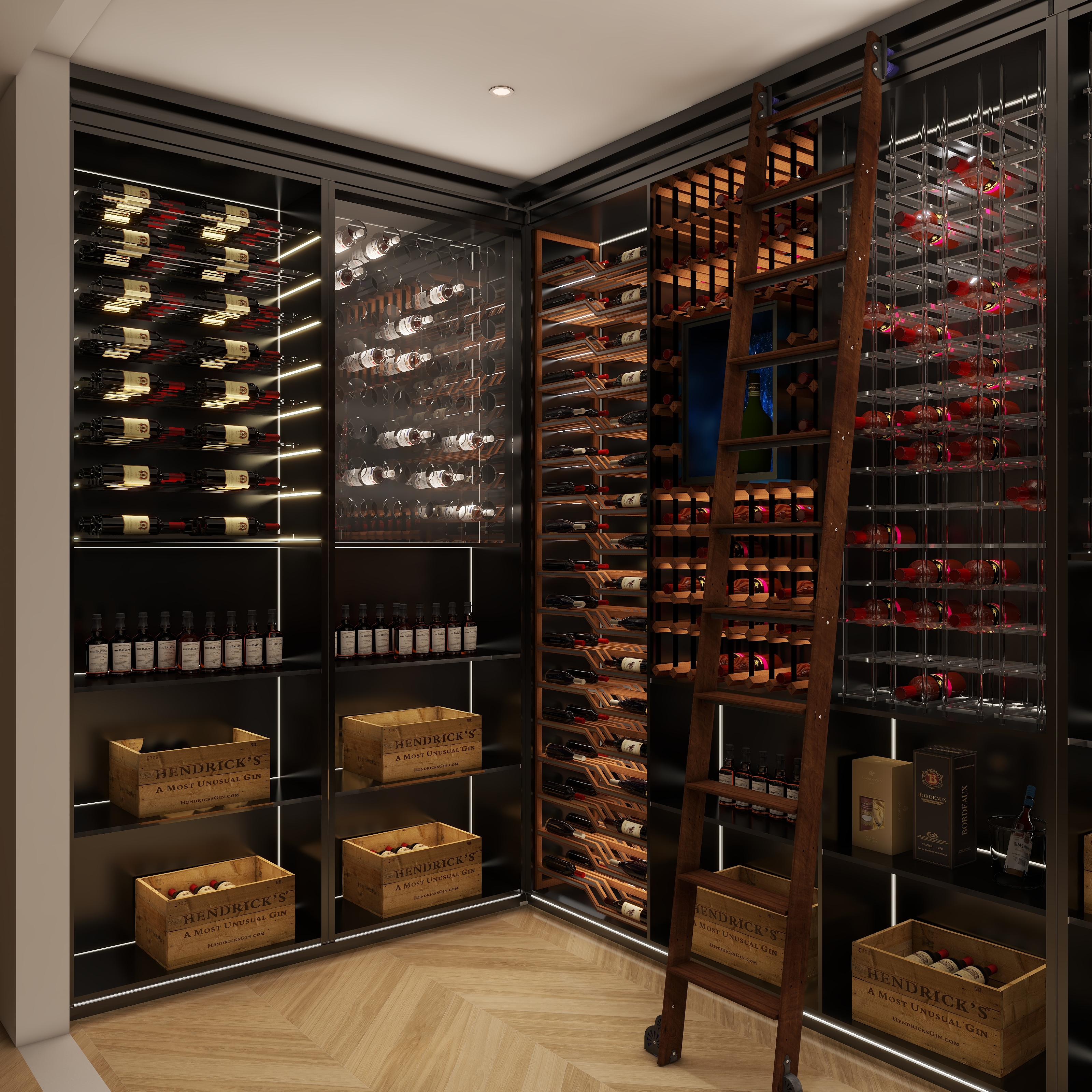 Ace設界-酒窖（哑光黑色）-改左右柜子方案-装修设计方案