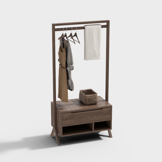 Ancient Chinese Coat Rack 3D Model in Brown