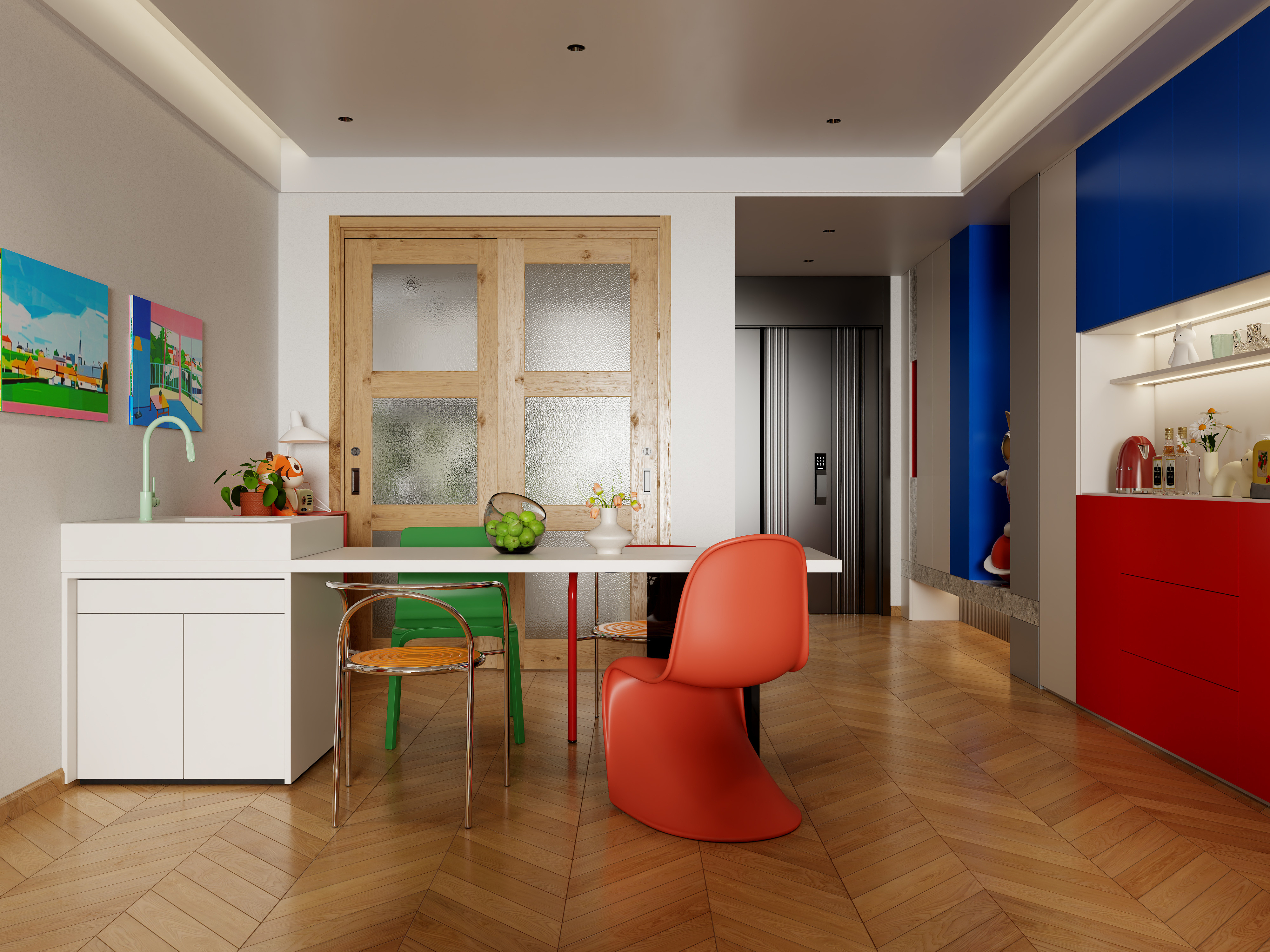 龙珠设计- 孟菲斯-多巴胺~116m² 客厅装修效果图