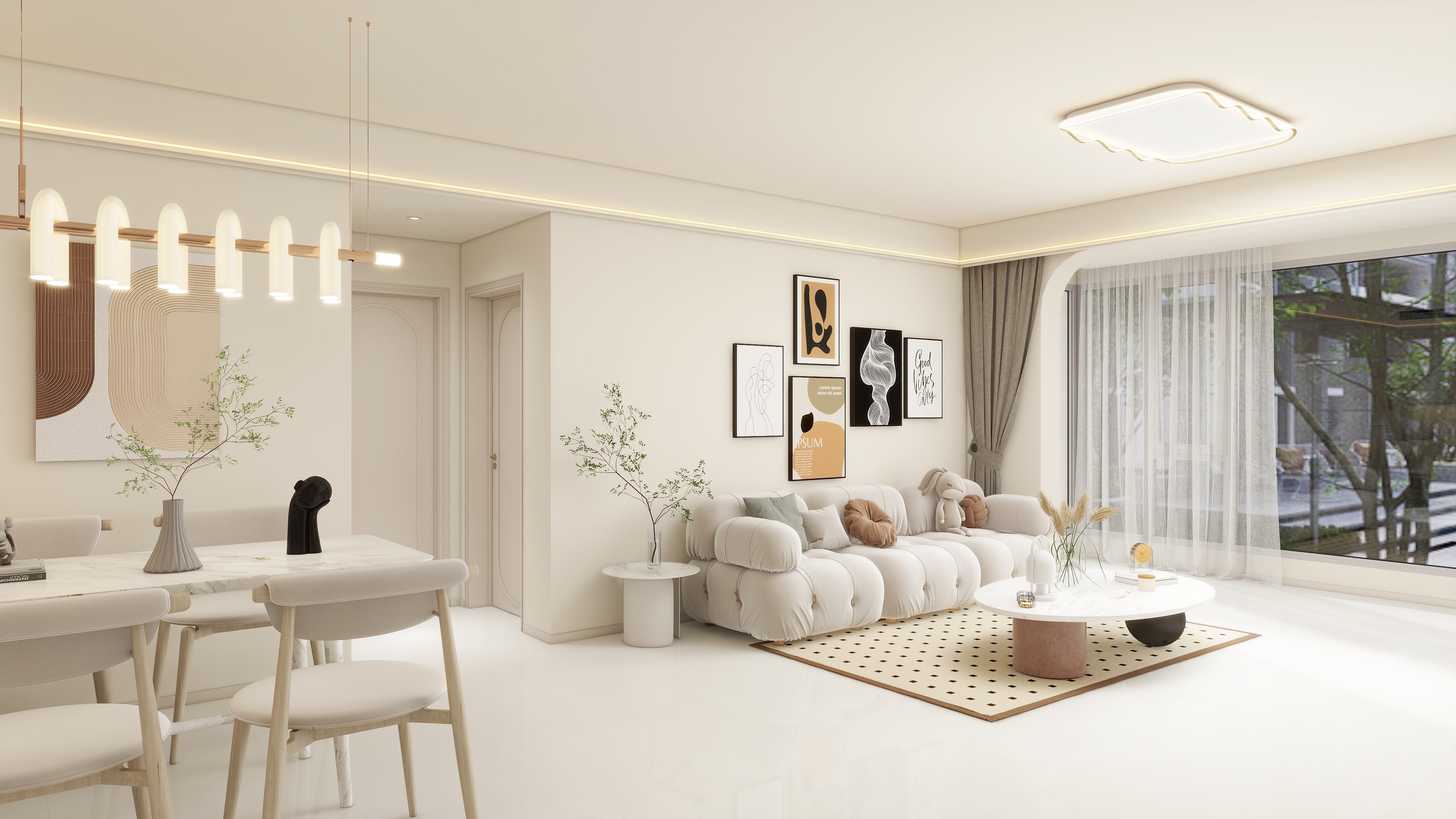 青艺-设计-110平奶油风水沐韶华三居-装修设计方案