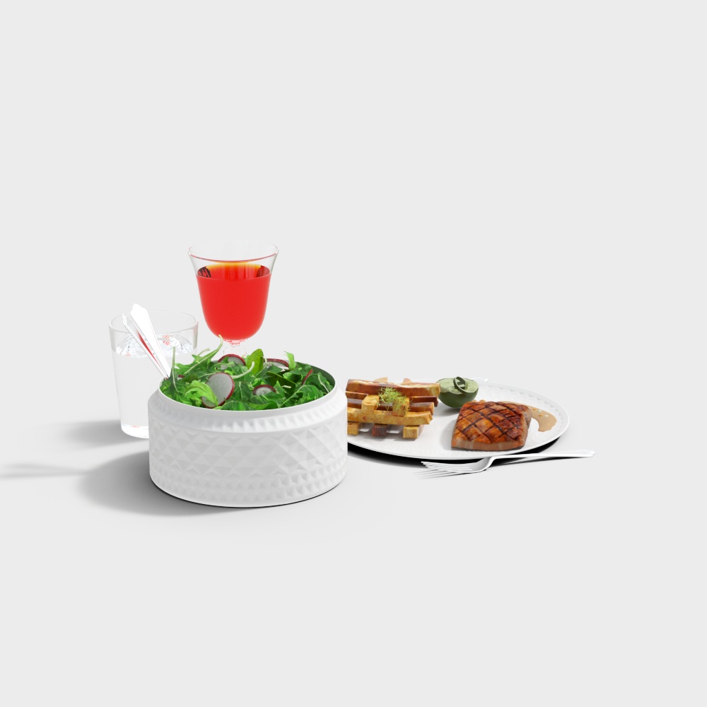 餐具杯子组合3D模型