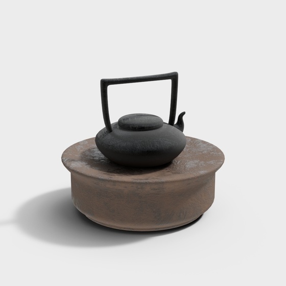 New Chinese Teapot 3D Model in Brown