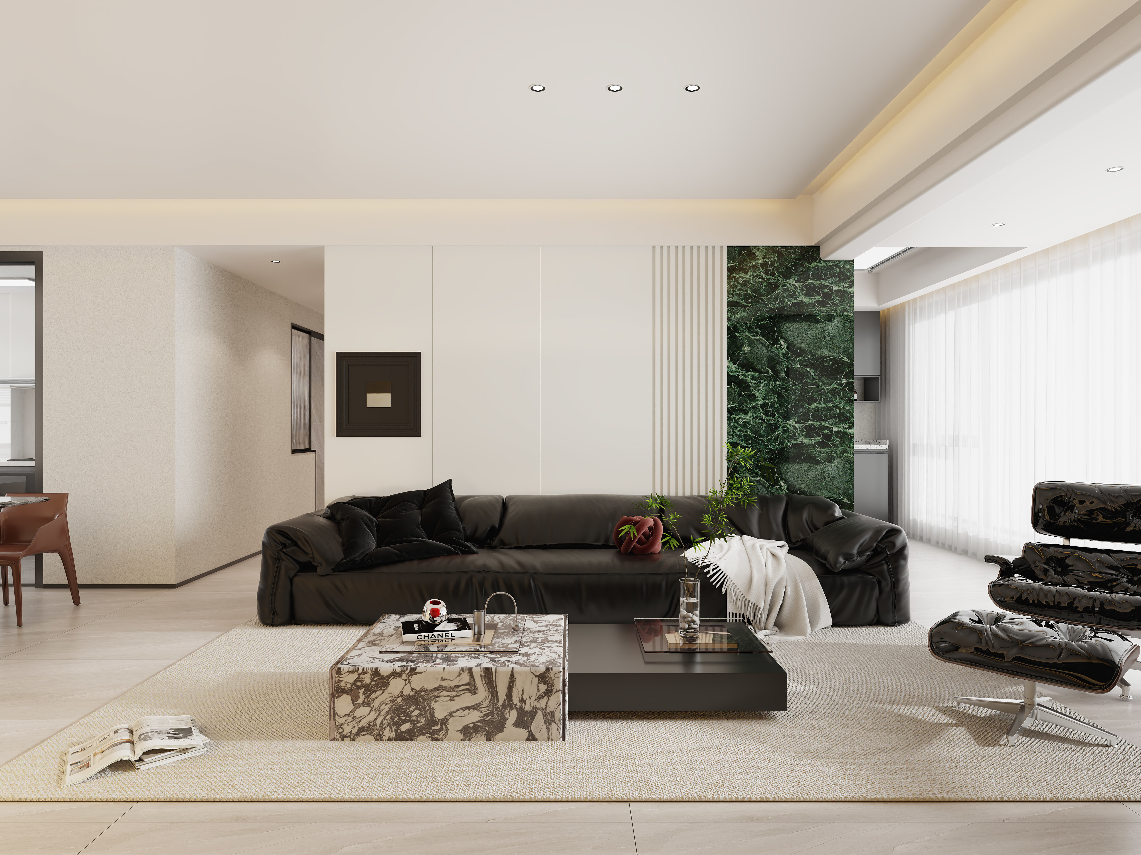 不ai画图-轻奢黑白灰 133㎡4室装修效果图