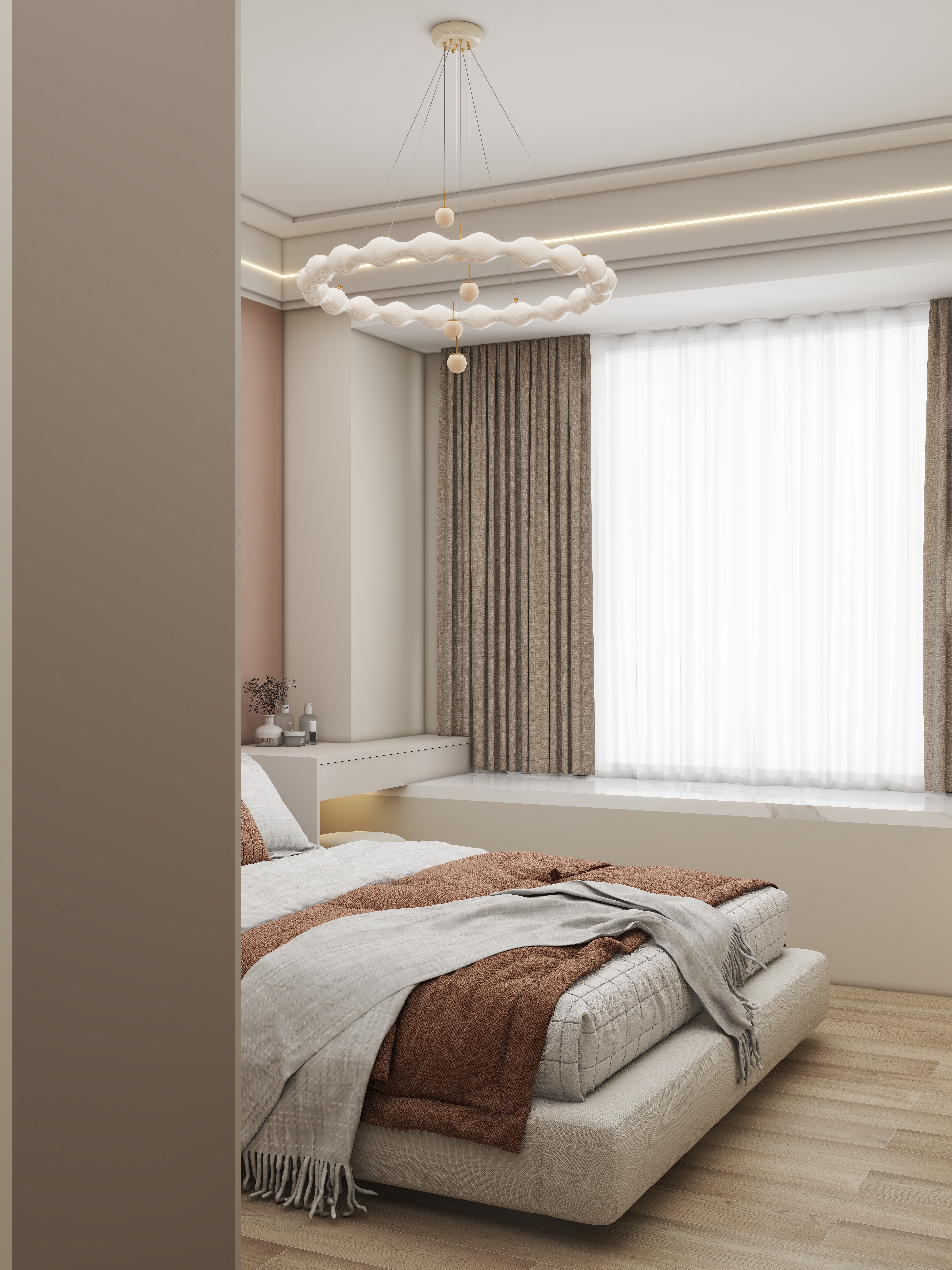 壹诺设计工作室-107㎡3室-现代简约 一层主卧装修效果图第1张