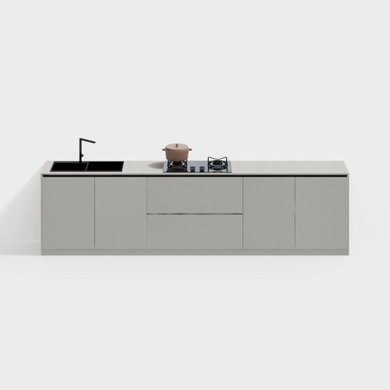 Gray Modern Cabinet 3D Model for Functional Storage