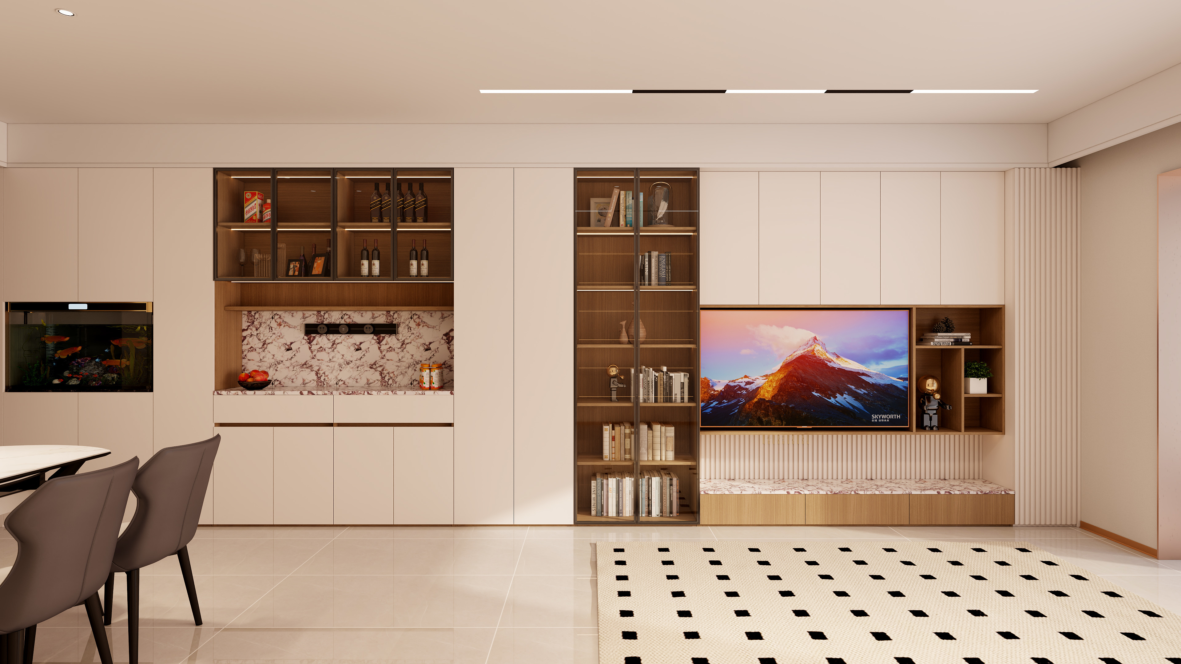 意风全案整装设计-中海寰宇观云3室124㎡（现代奶油风）-装修设计方案