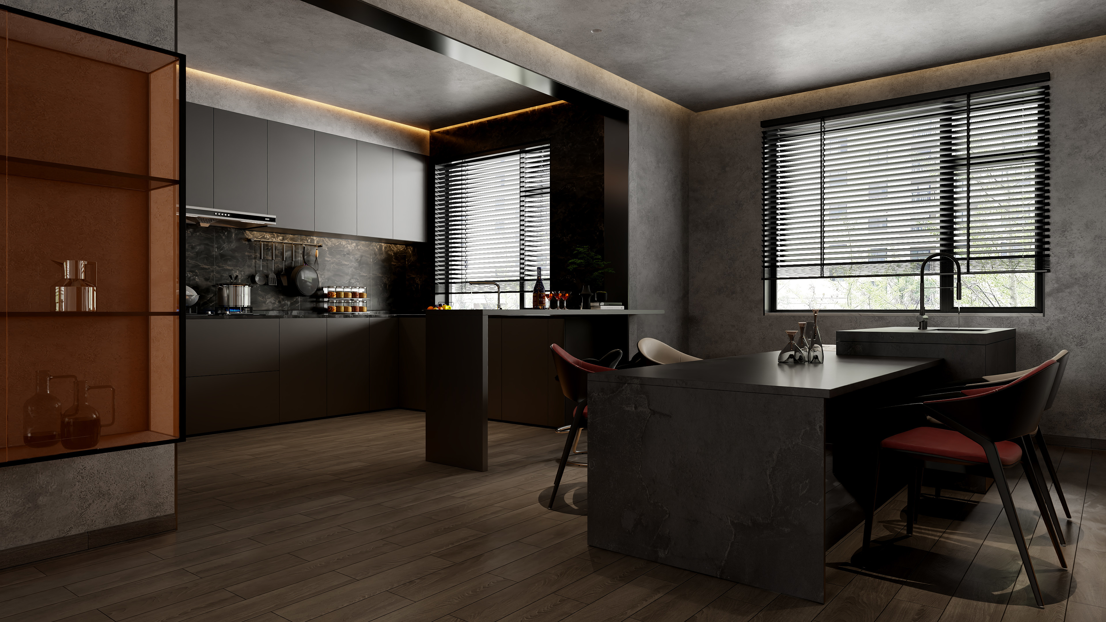 龙珠设计-暗黑系·客餐厅装修效果图