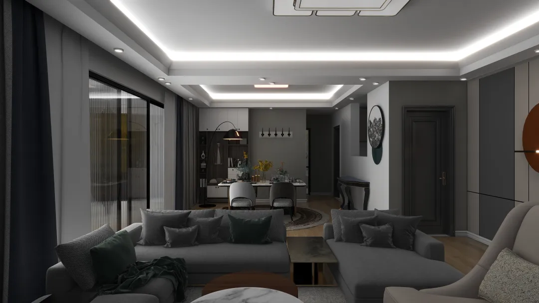 manassehekoru的装修设计方案:living room and dining for a 3 bedroom house 