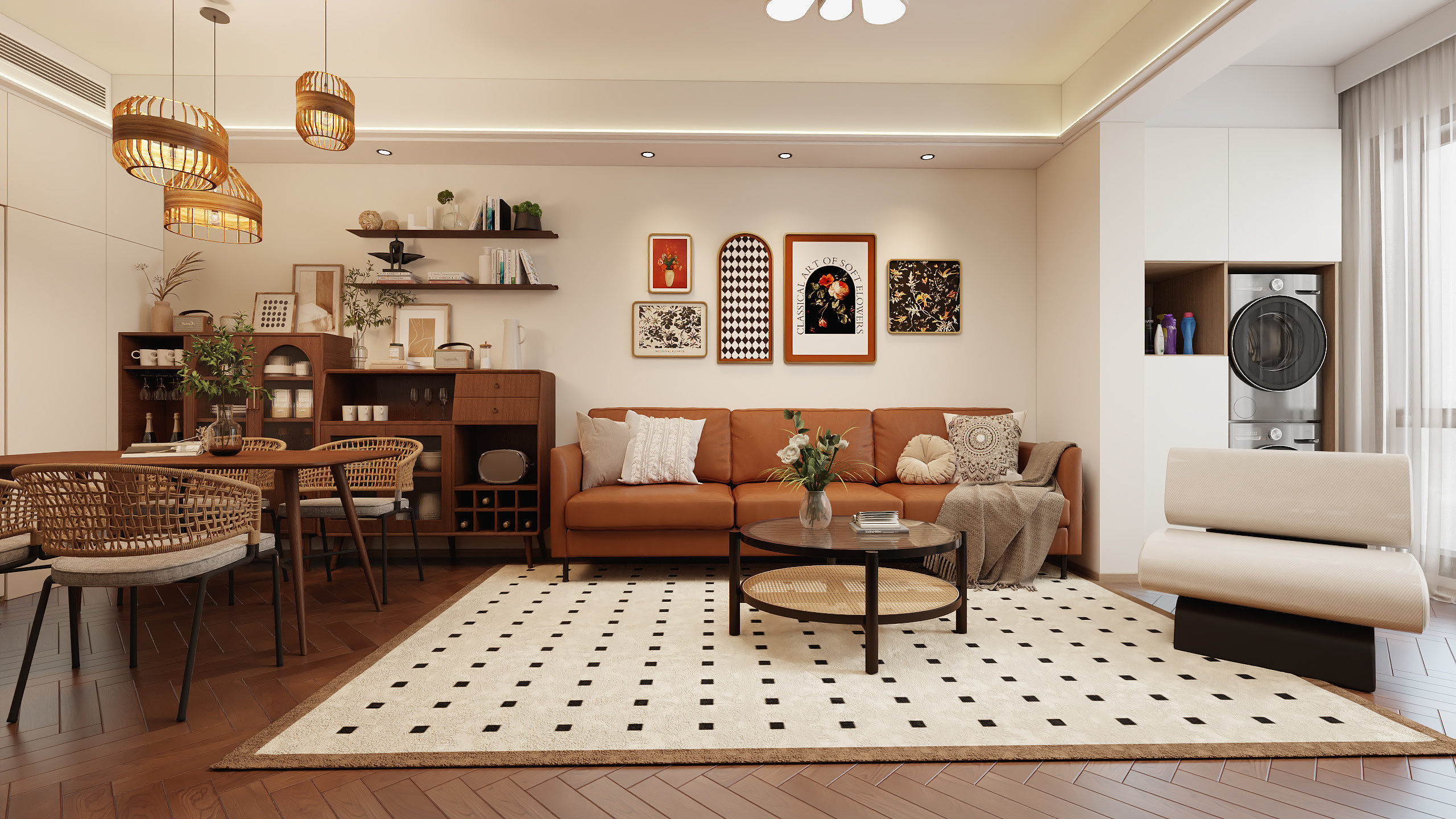 空间设计_自传-两室中古风设计装修效果图