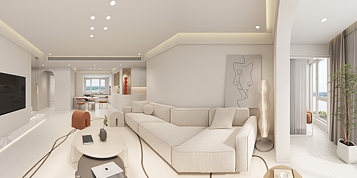 HR整装全案设计-现代奶油风小复式-装修设计方案