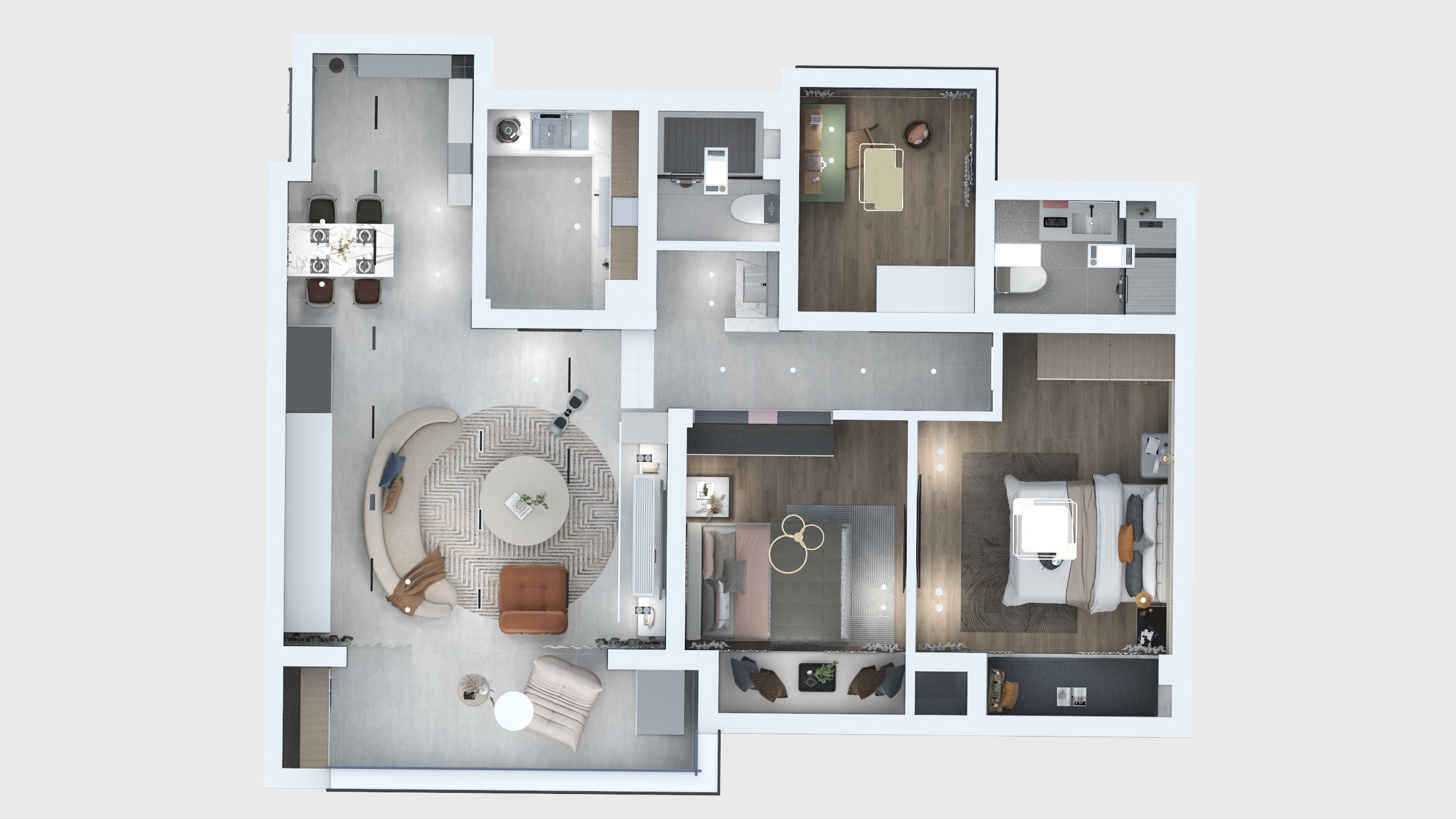 一六六八设计事务所-塘桥庞姐3D效果图-装修设计方案