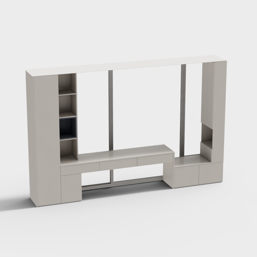 现代飘窗书柜3D模型