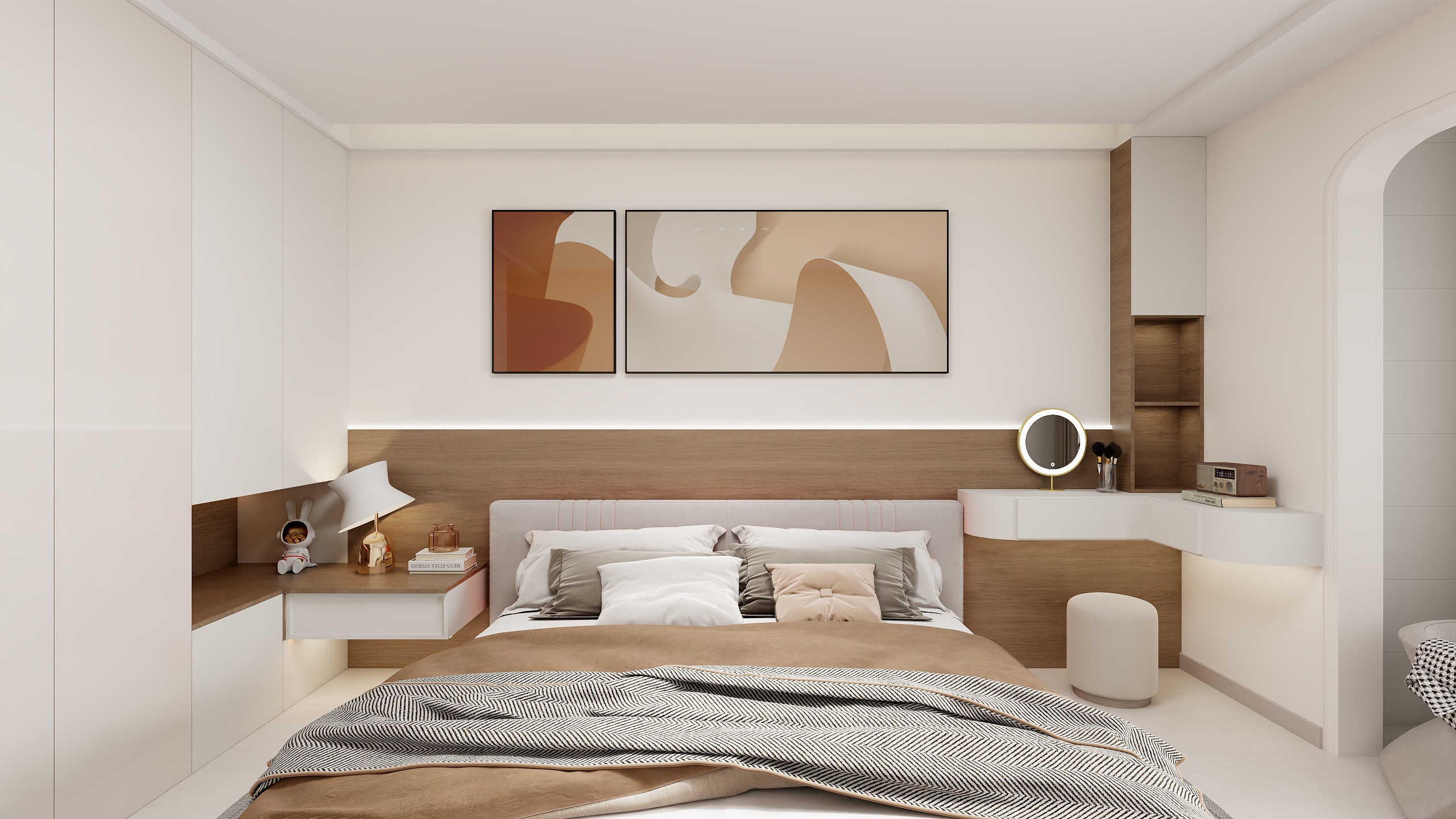 艺雅丽-127平奶油风 一层主卧装修效果图第1张