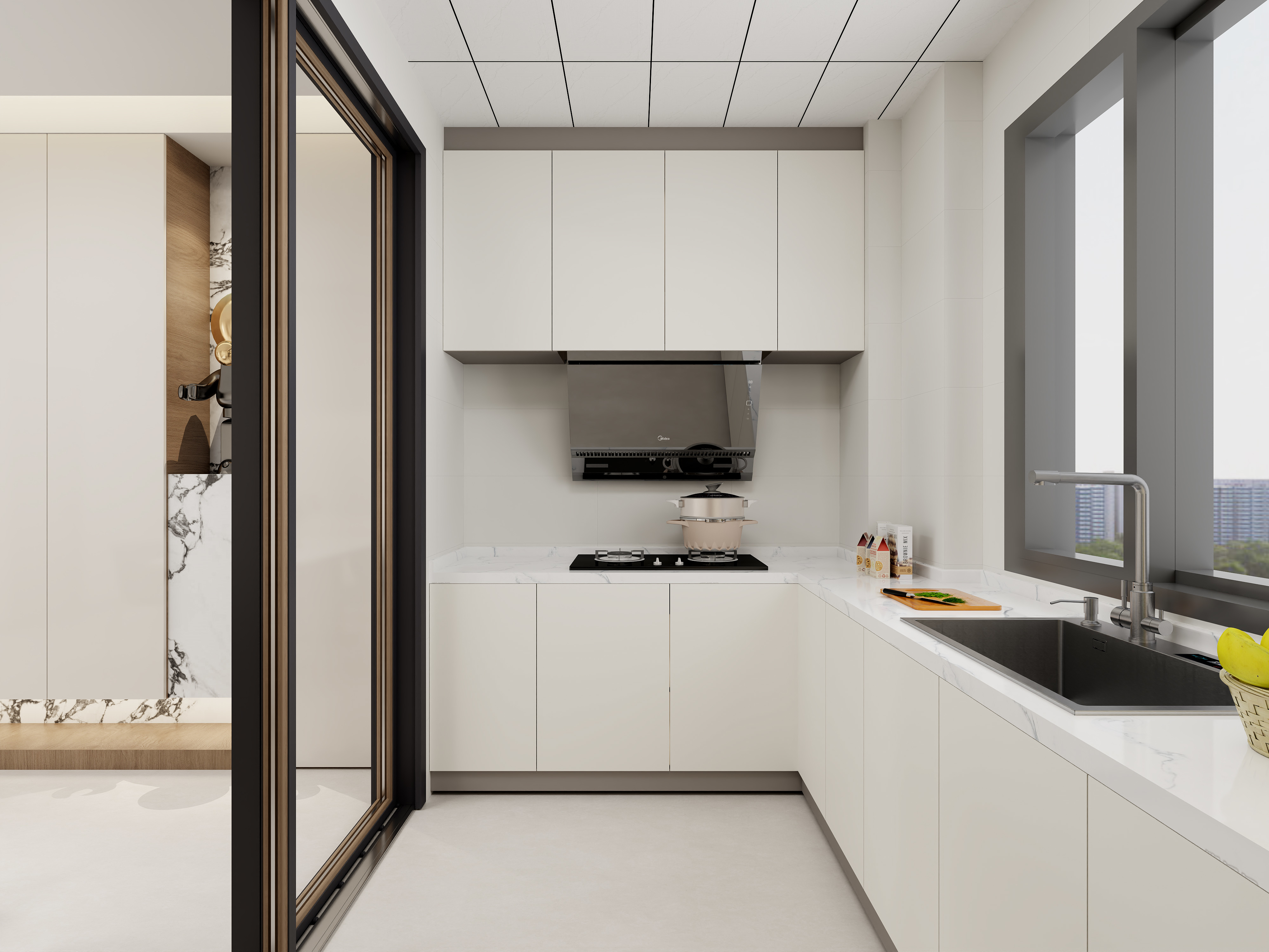 艺雅丽-127平奶油风 一层厨房装修效果图第2张