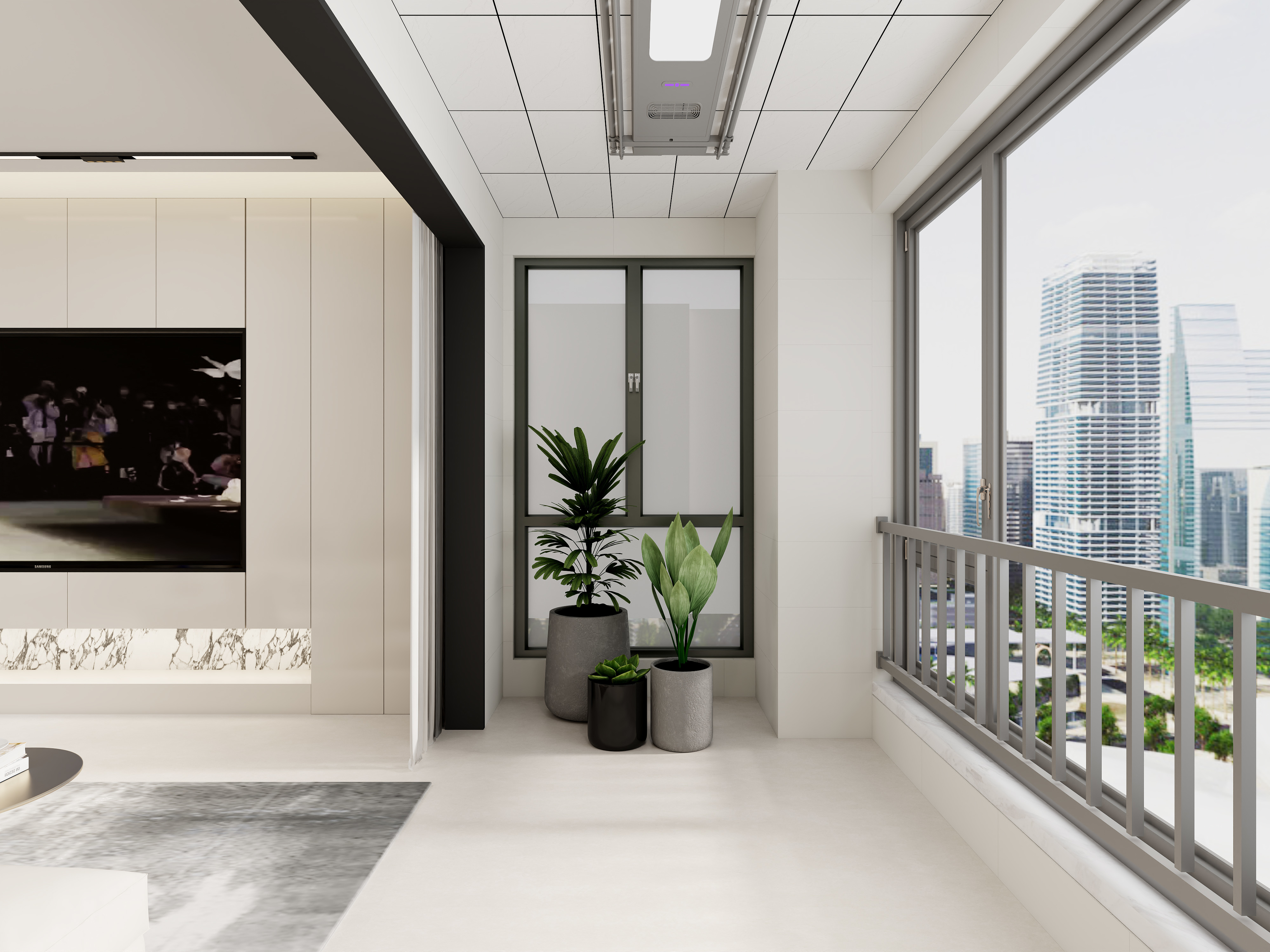 艺雅丽-127平奶油风 一层阳台装修效果图第1张