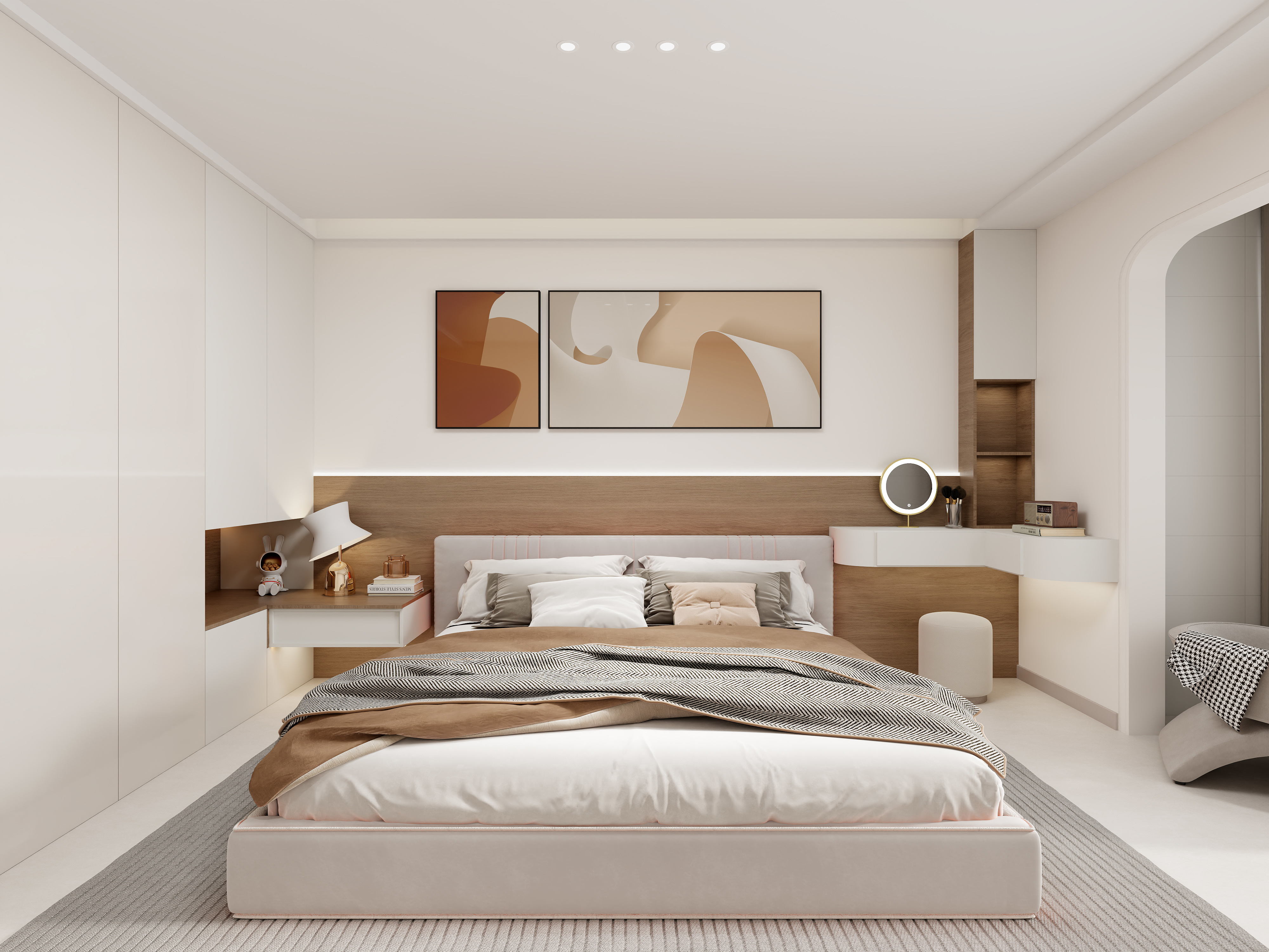 艺雅丽-127平奶油风 一层主卧装修效果图第2张