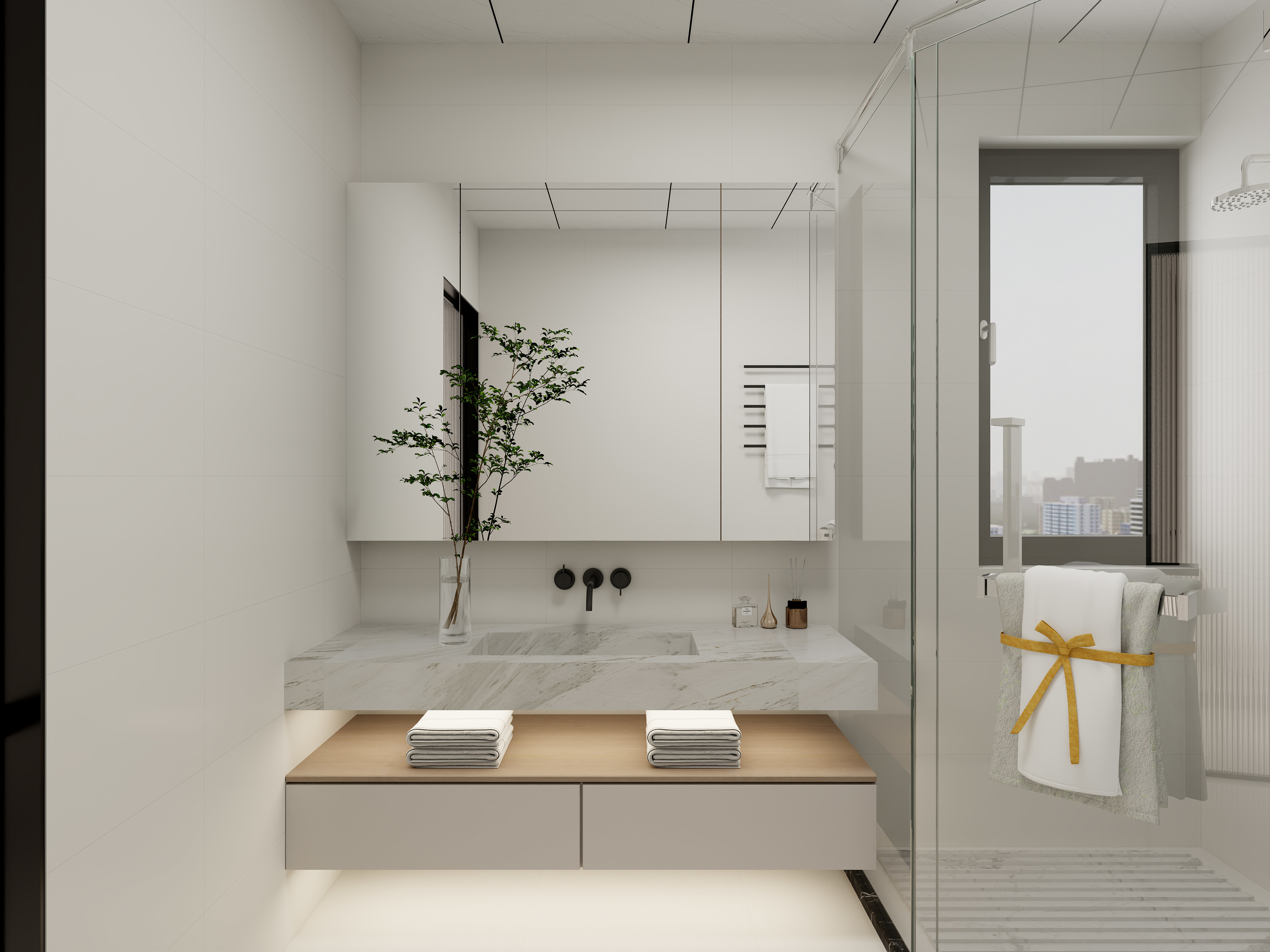 艺雅丽-127平奶油风 一层主卫装修效果图第2张