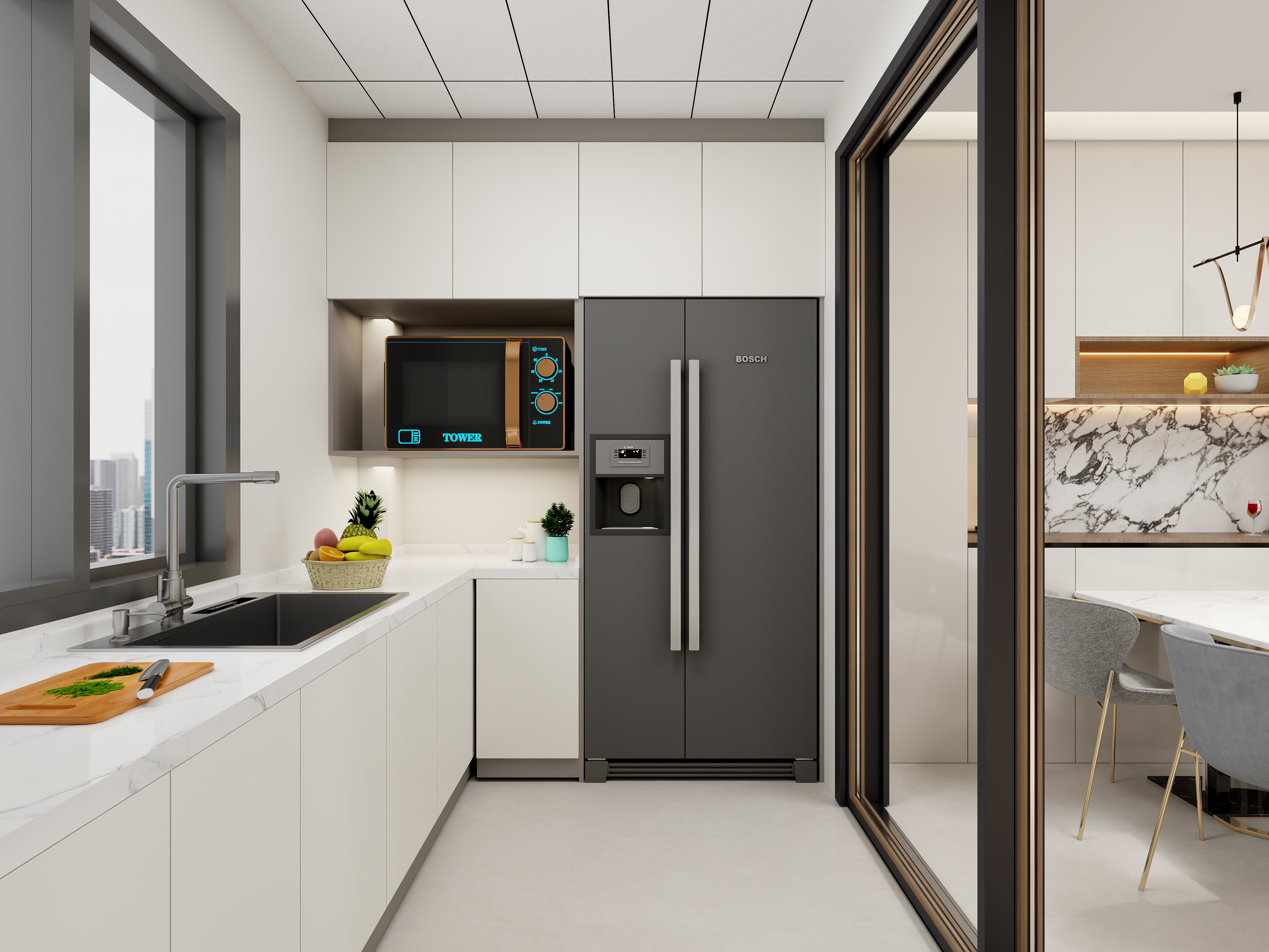 艺雅丽-127平奶油风 一层厨房装修效果图第1张