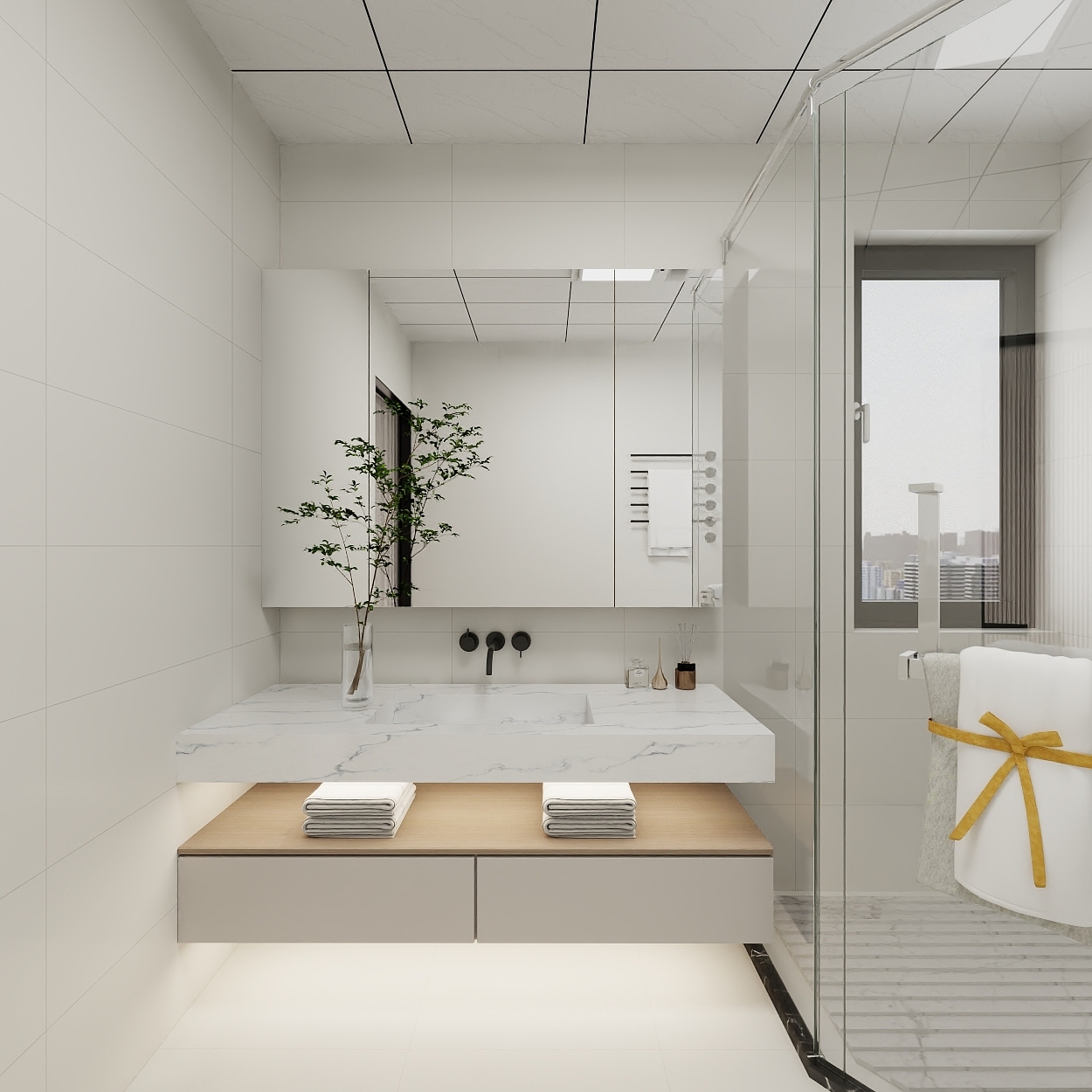 艺雅丽-127平奶油风 一层主卫装修效果图第3张