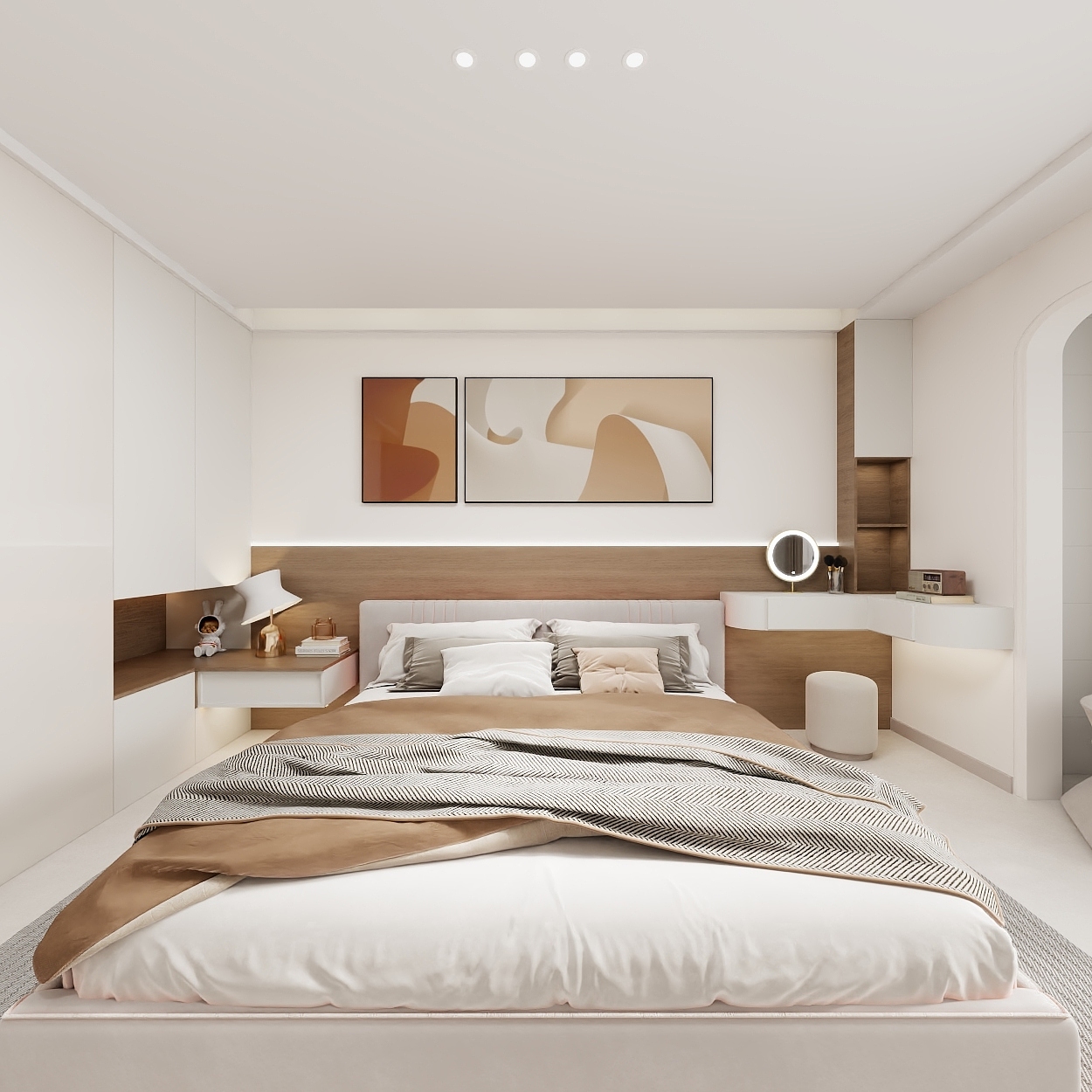 艺雅丽-127平奶油风 一层主卧装修效果图第3张