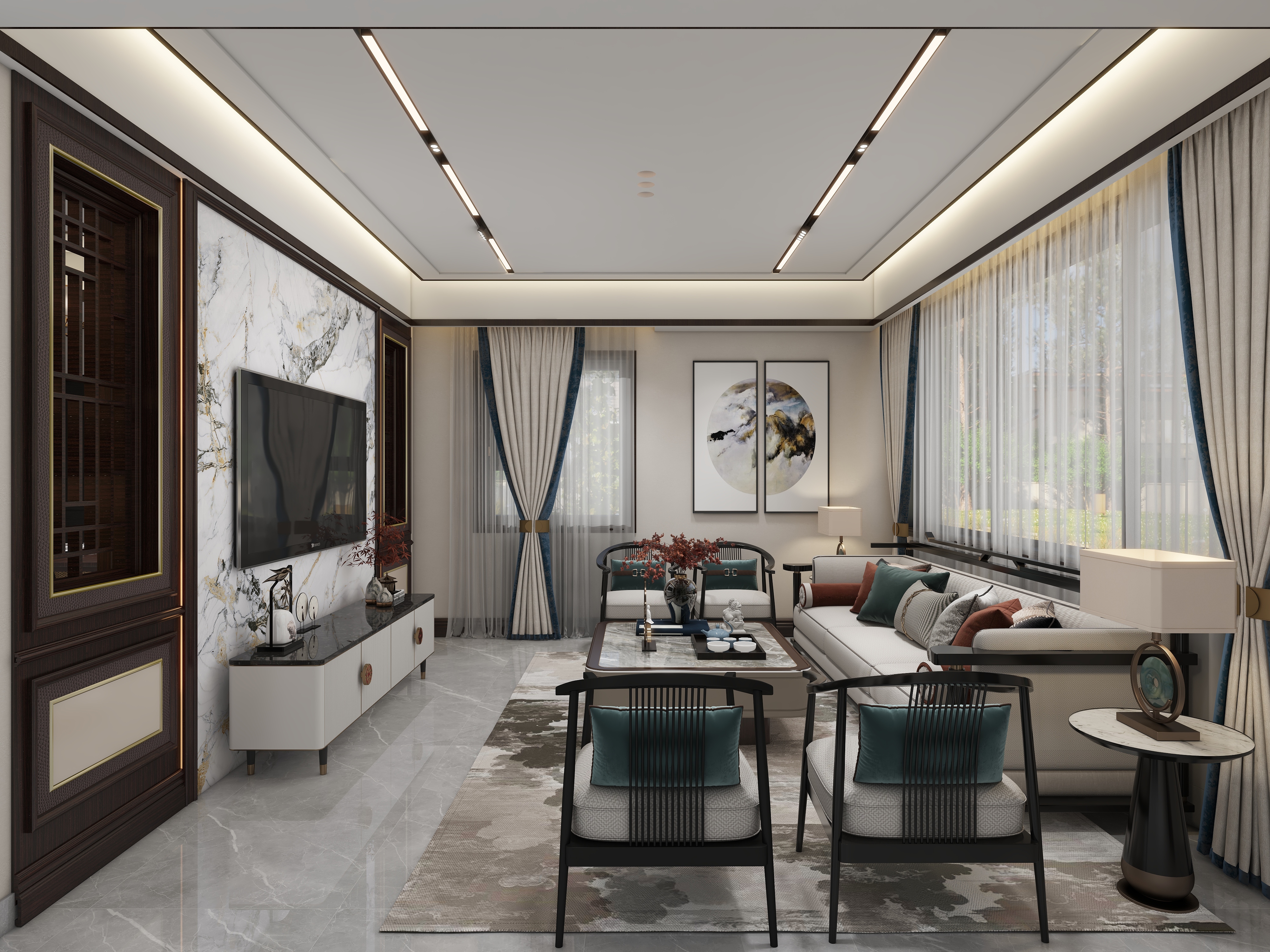 张福梅-徽派别墅新中式-装修设计方案