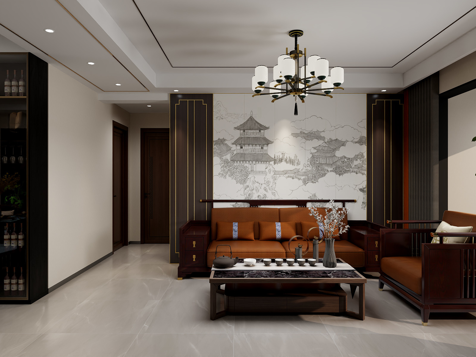 100元设计方案-91m²新中式简约风格装修效果图