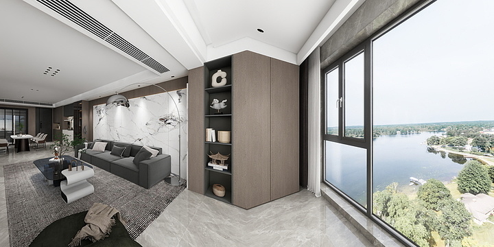 云谷设计-淮河府11#1304现代意式-暗黑-装修设计方案