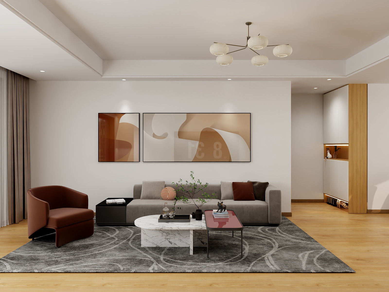 100元设计方案-142m²原木简约风格设计装修效果图