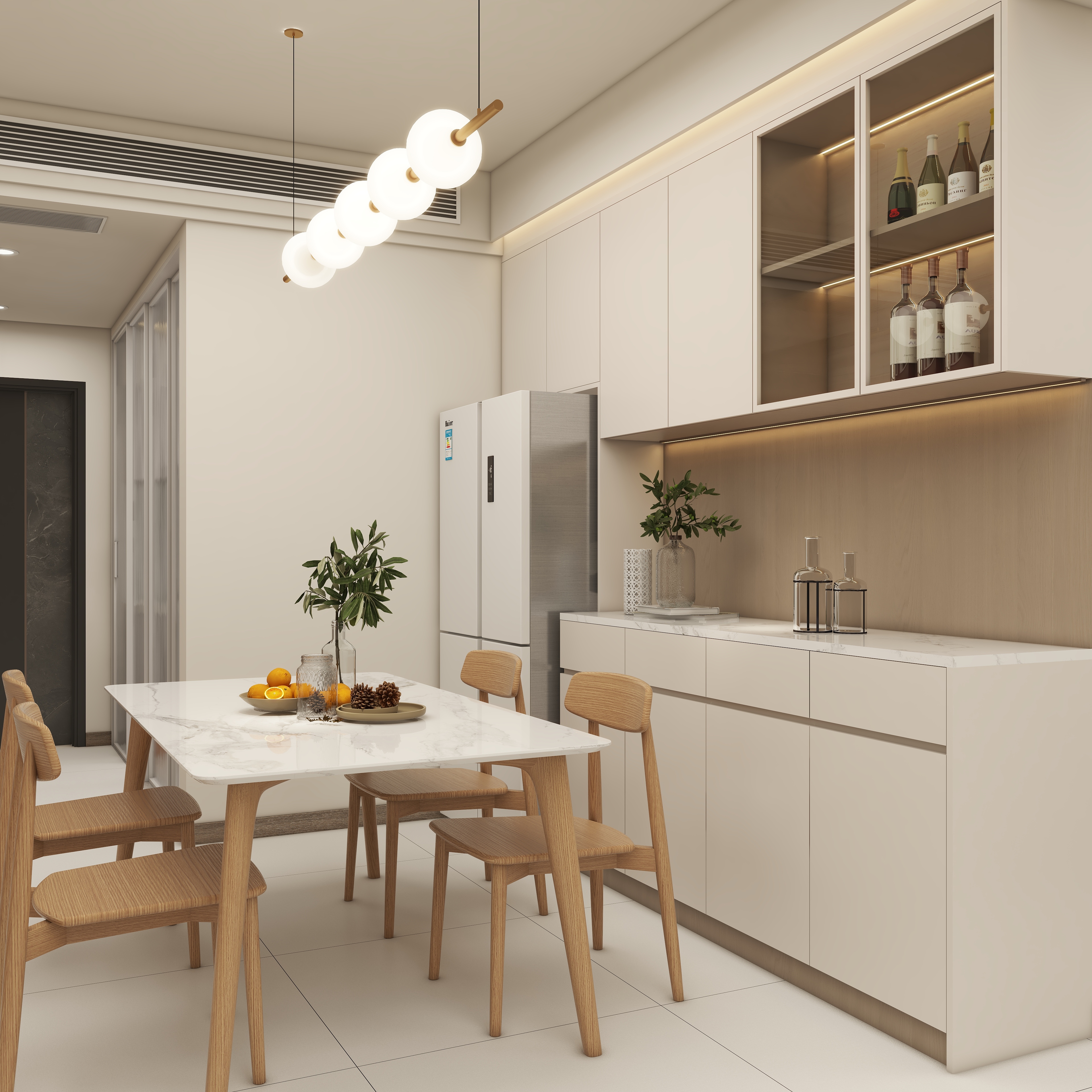 壹诺设计工作室-96㎡3室-奶油风装修效果图