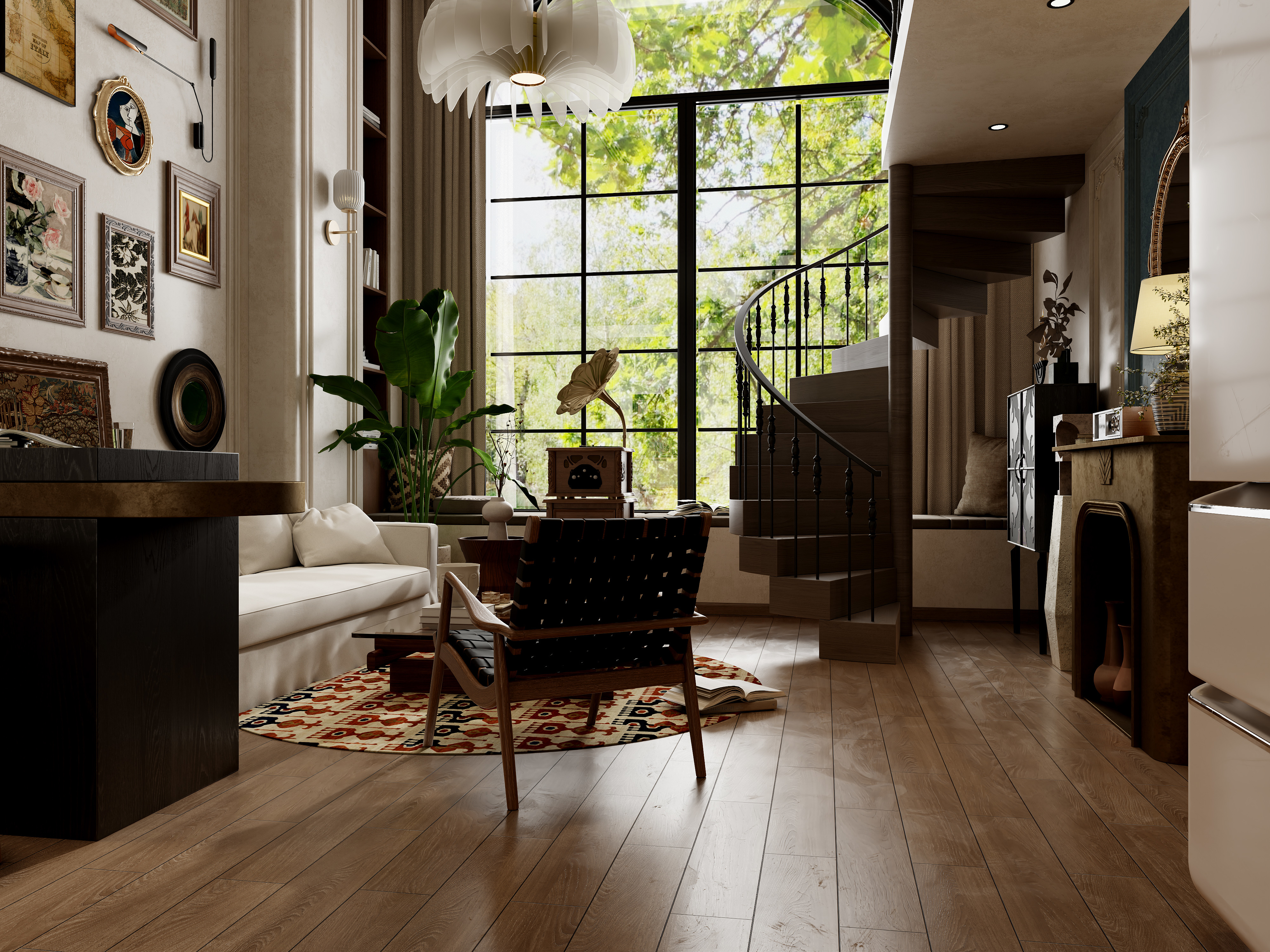 龙珠设计-中古法式 客厅+二层卧室装修效果图