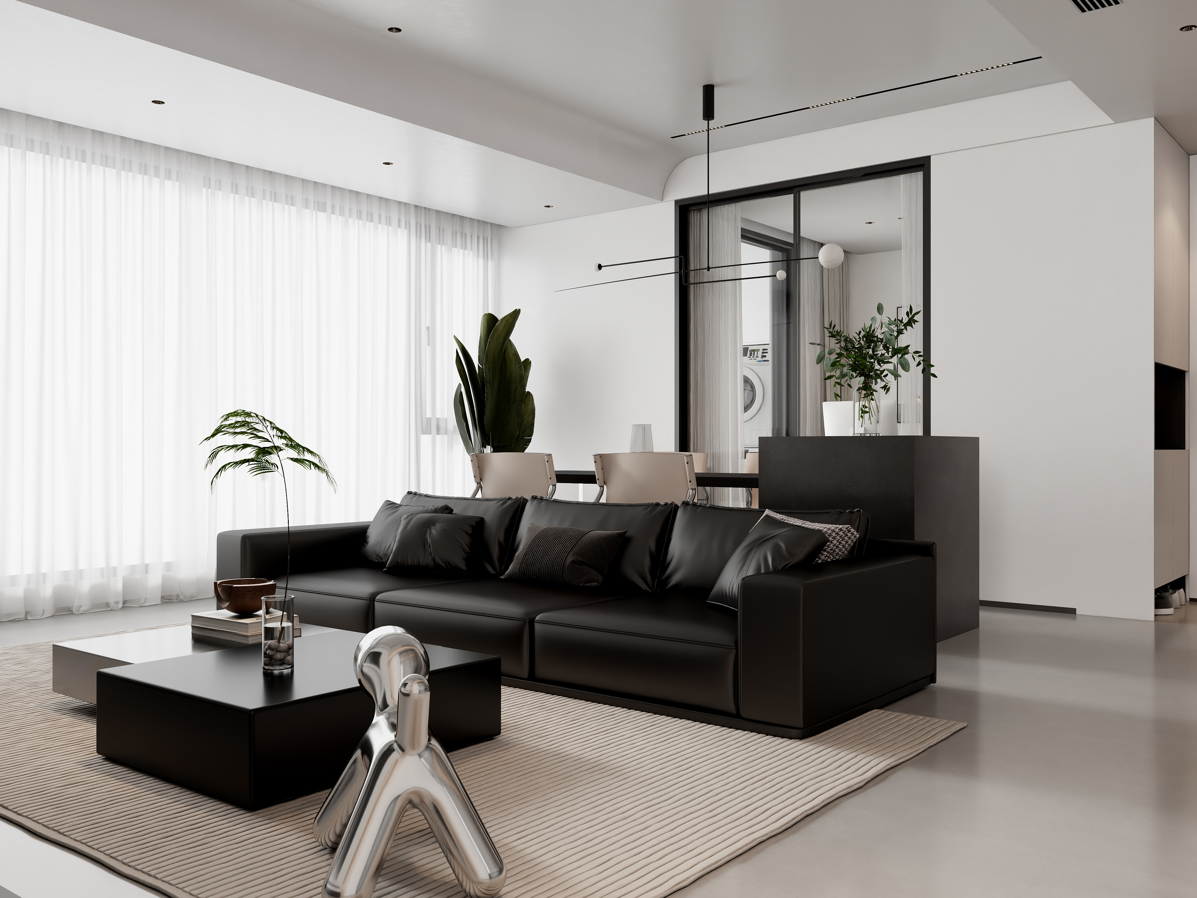 清晨空间设计-清晨设计丨现代黑白灰98三室两题-装修设计方案