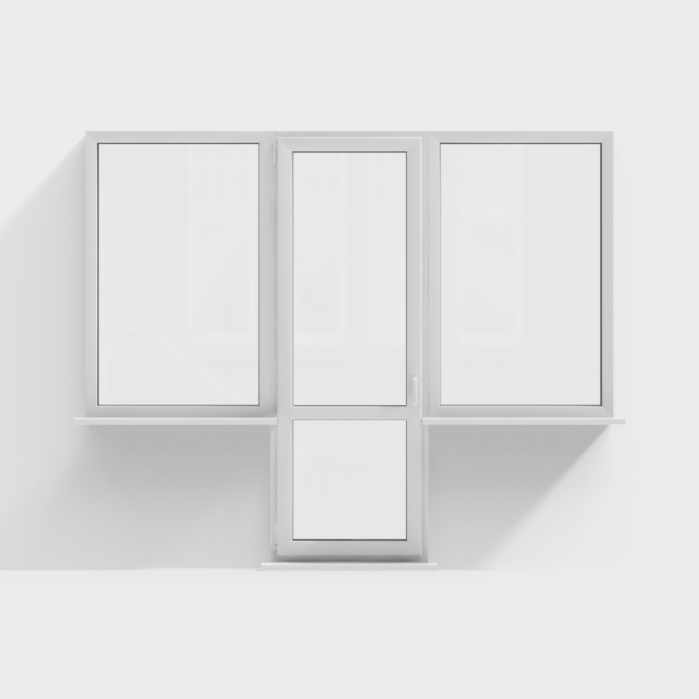 现代白色窗户3D模型