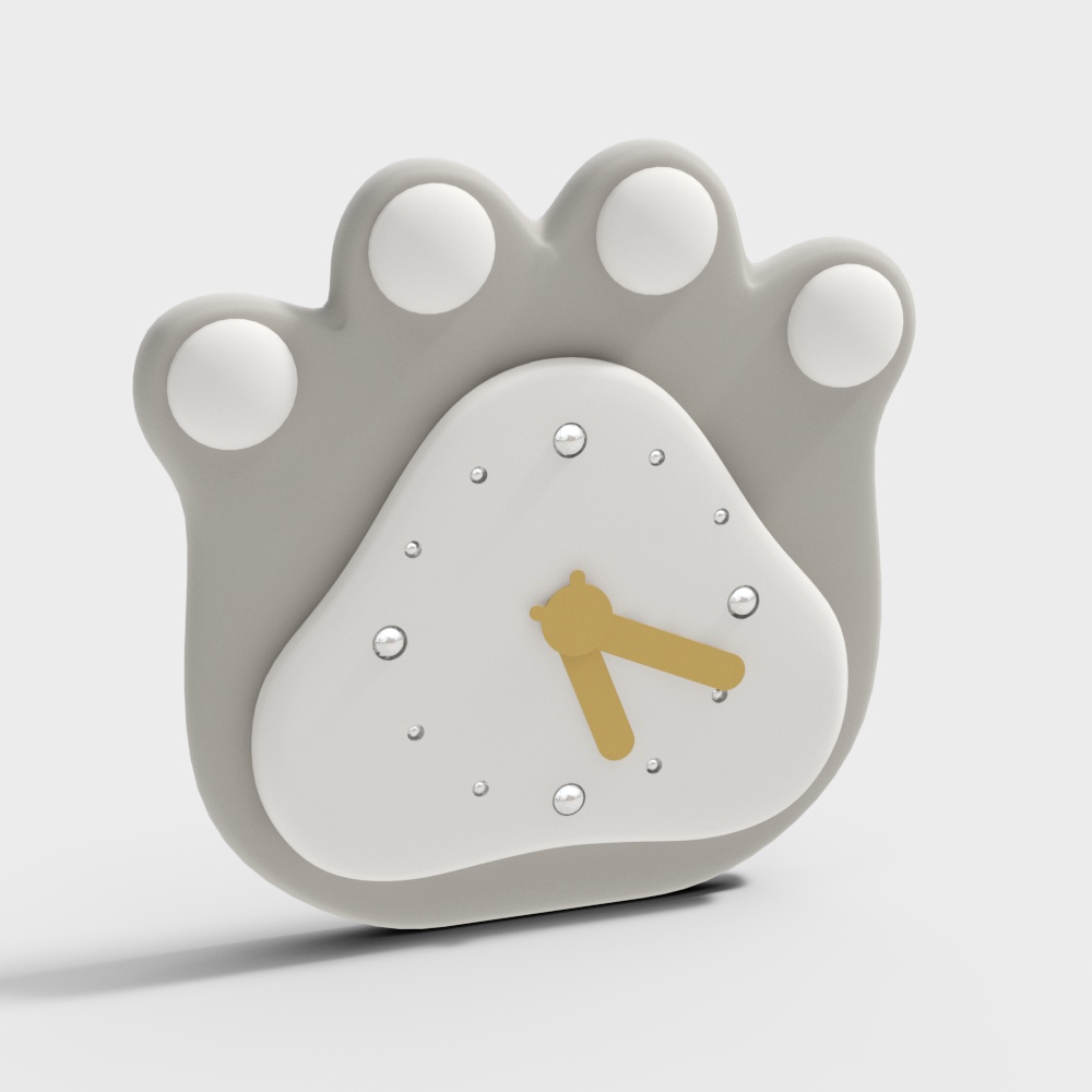 现代奶油风猫爪挂件钟表3D模型