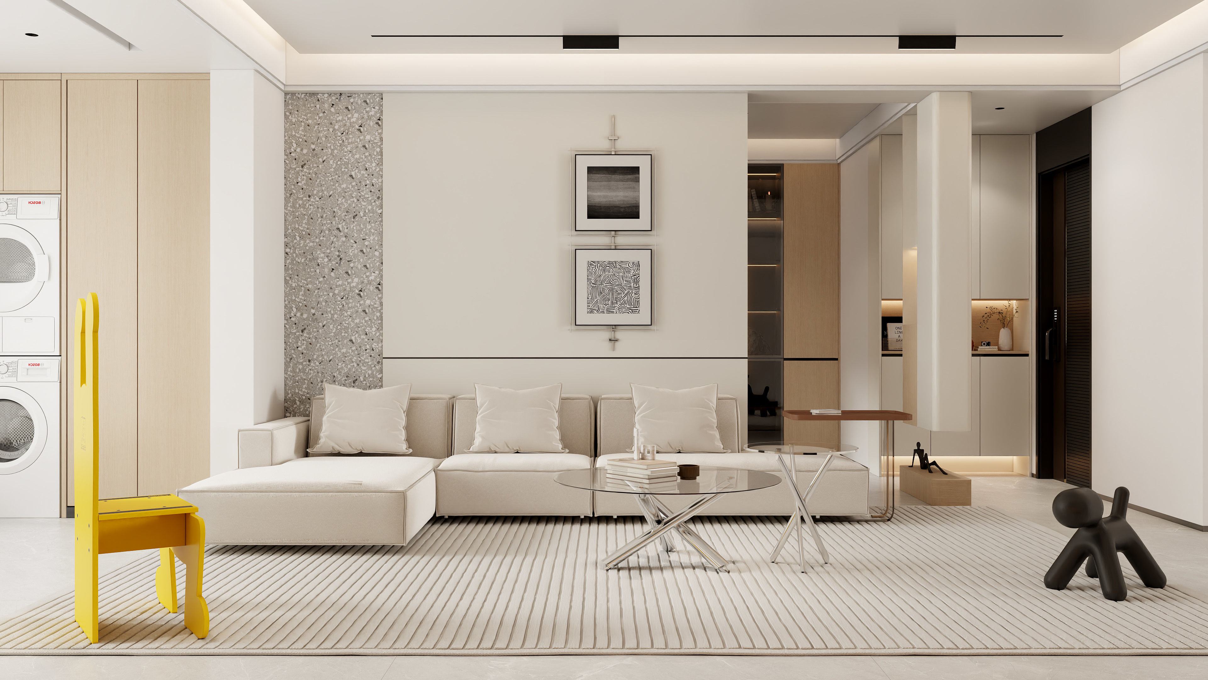 清晨空间设计-现代浅色130平方三室两厅-装修设计方案