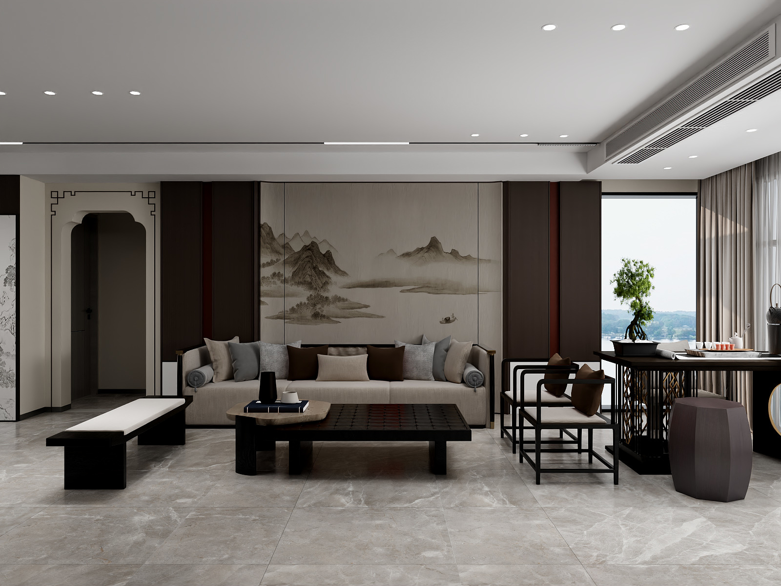 100元设计方案- 152m²新中式风格设计装修效果图