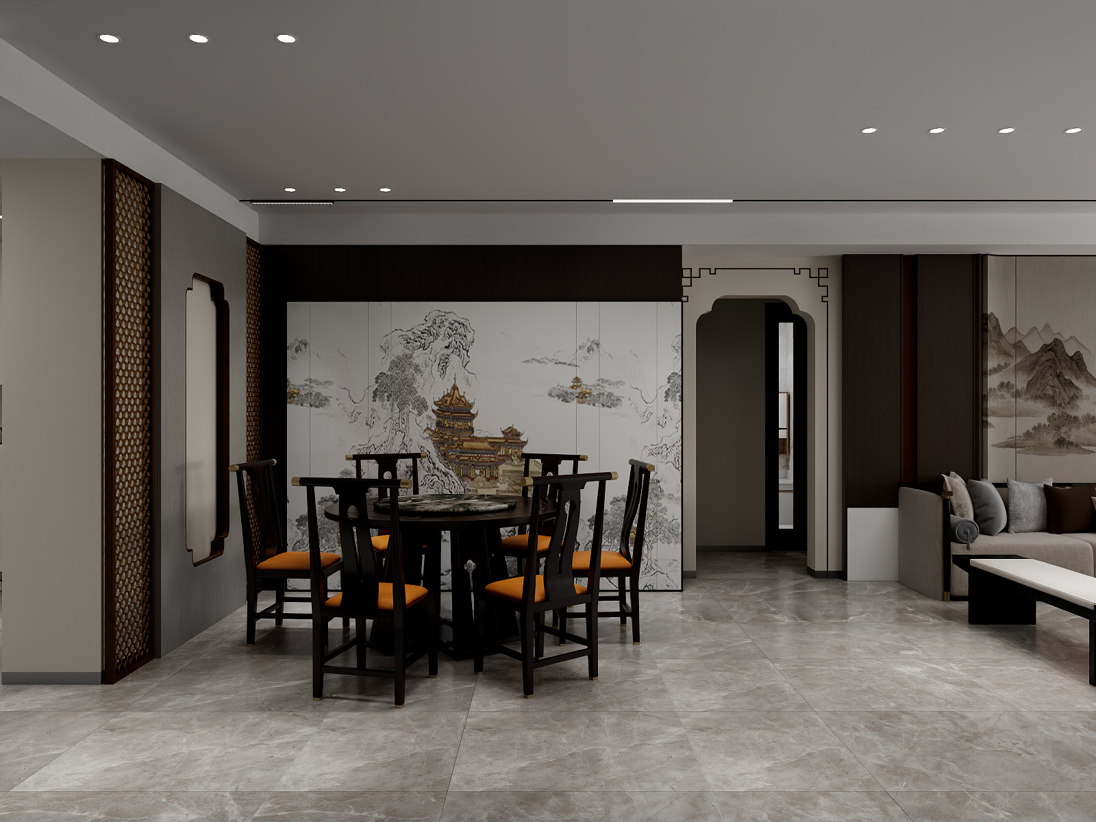 100元设计方案- 152m²新中式风格设计装修效果图