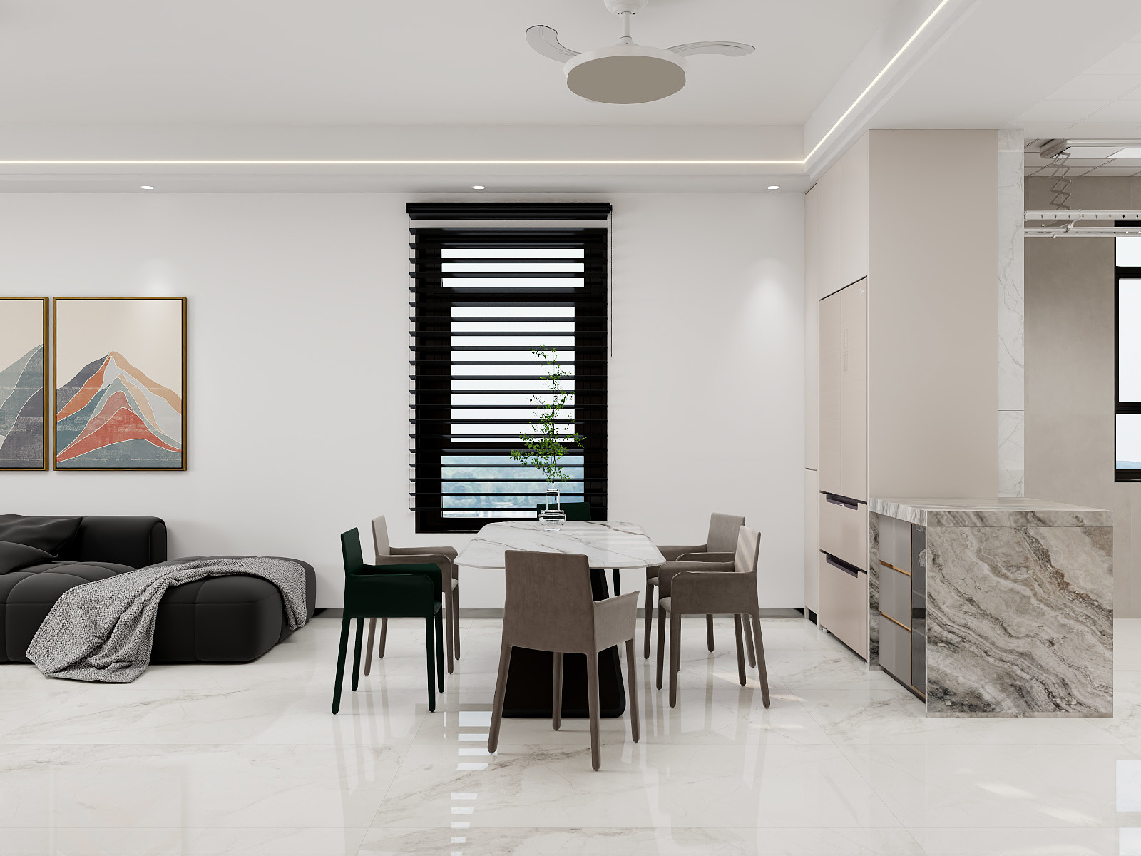 100元设计方案-126m²现代简约风格设计装修效果图