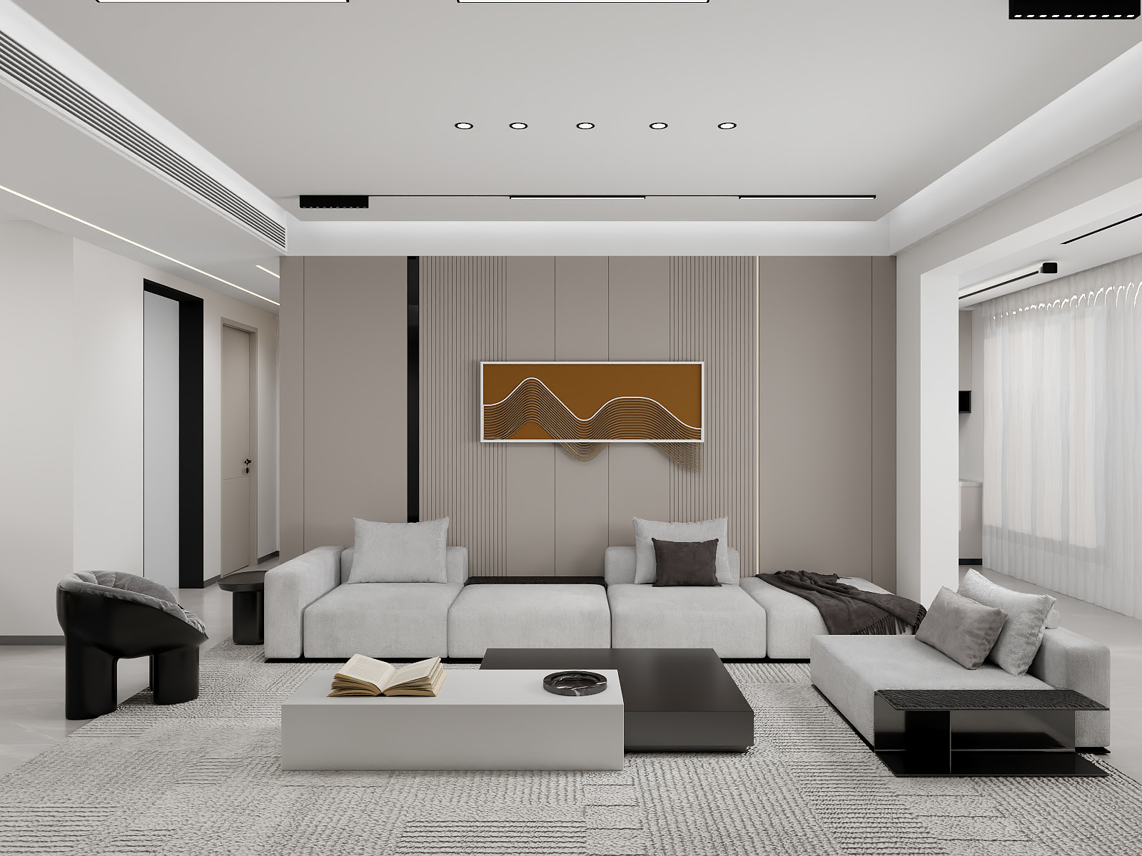 100元设计方案-127m²现代简约风格设计装修效果图