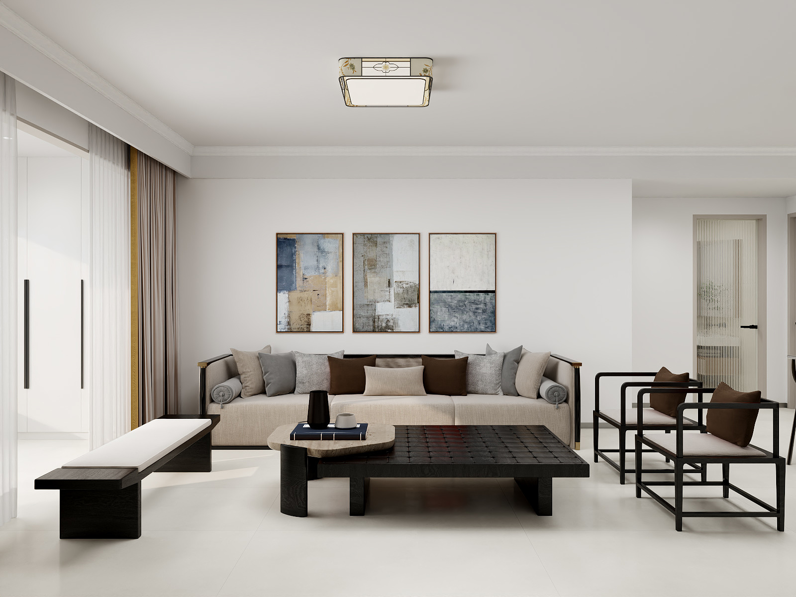 100元设计方案- 101m²现代新中式风格装修效果图