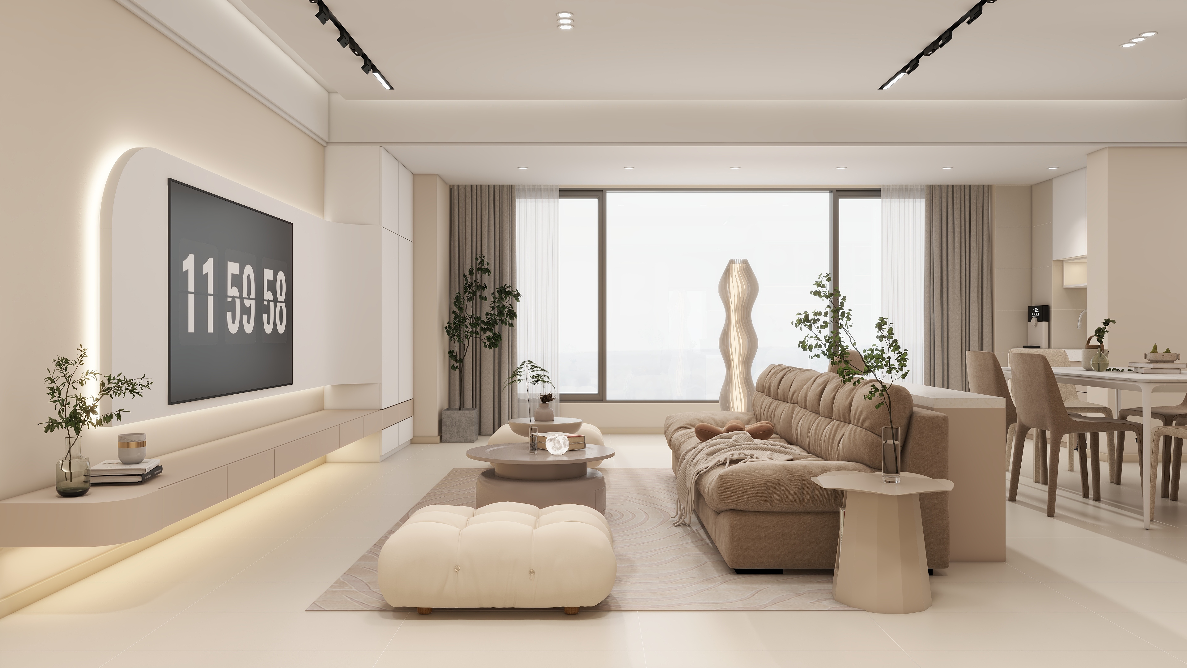 庄育霖-龙凤安澜园130平奶油风4室装修效果图